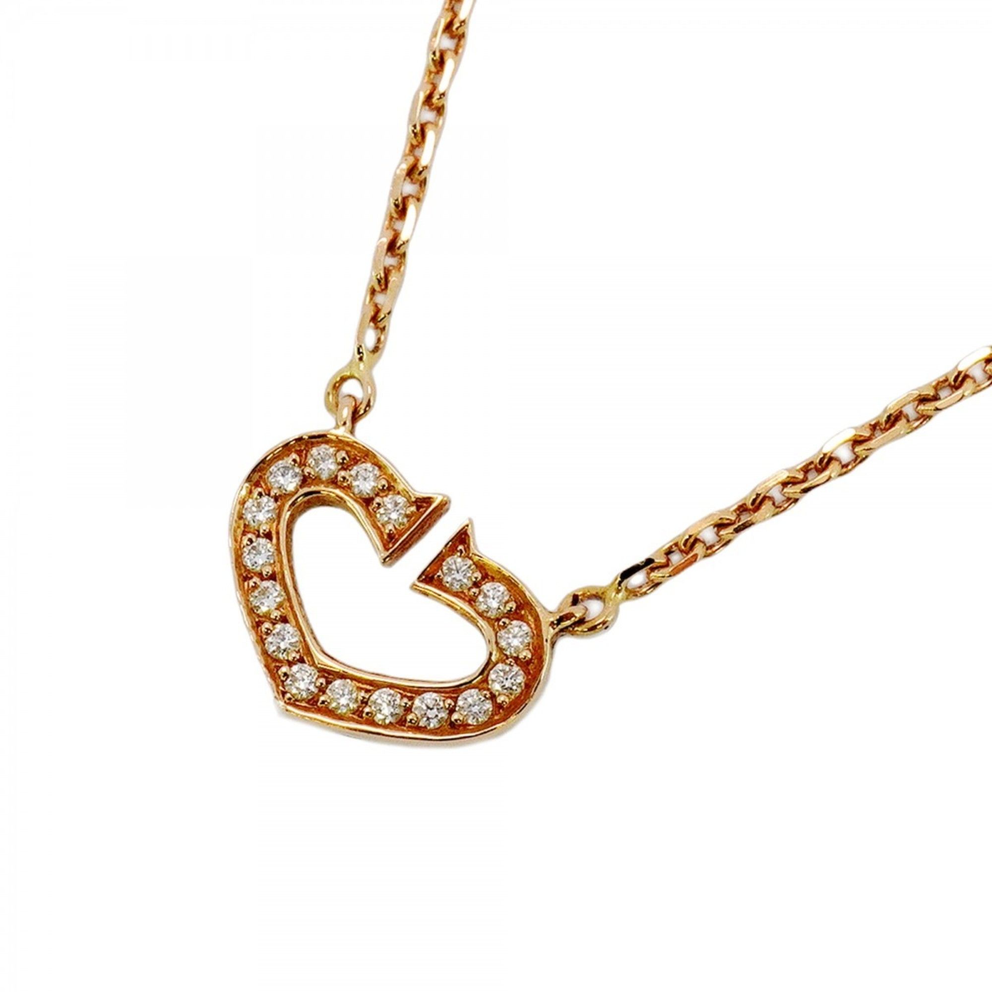 Cartier C Heart Necklace 18KPG Pink Gold Diamond Ladies