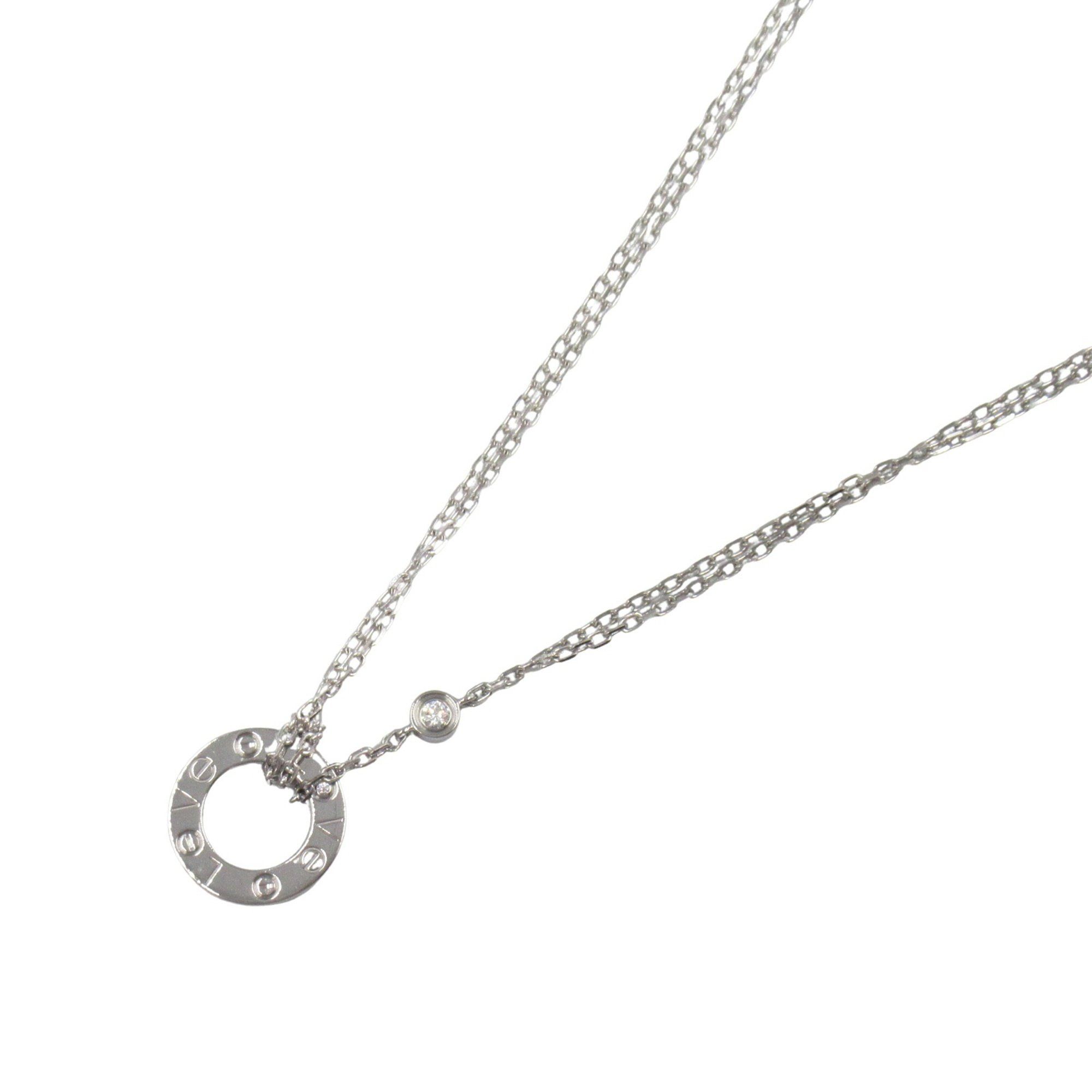 Cartier Love Circle Diamond Necklace 18KWG (White Gold) Ladies Clear