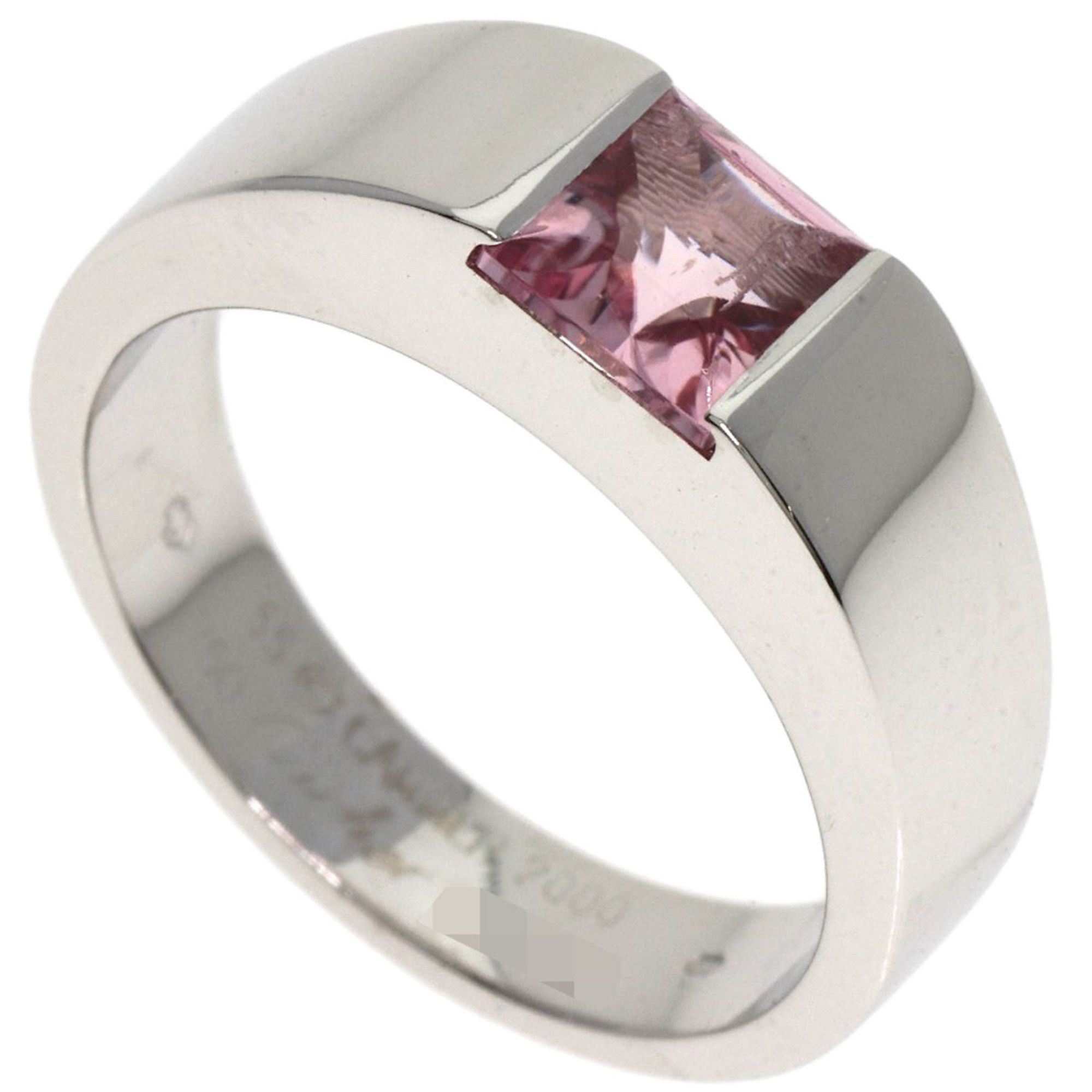 Cartier Tank Ring Pink Tourmaline #55 18K White Gold Women's CARTIER