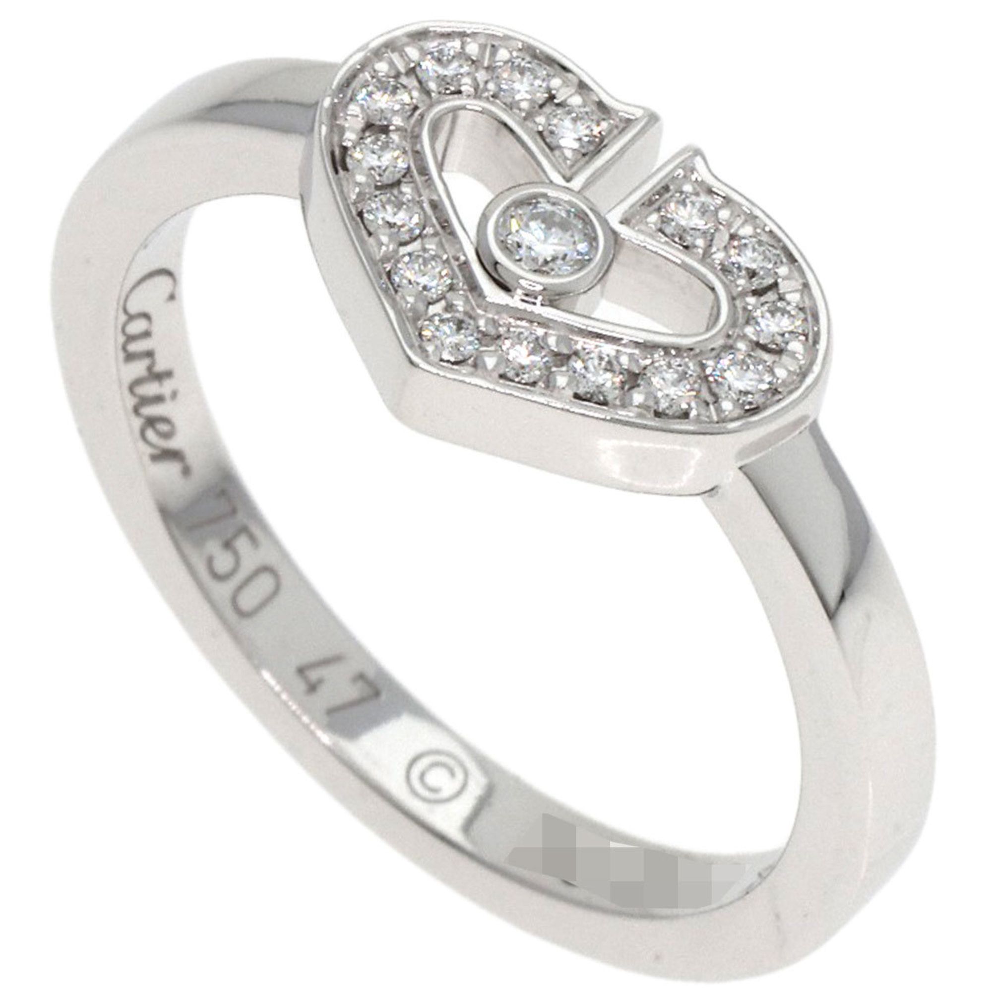Cartier C Heart Diamond #47 Ring 18K White Gold Women's CARTIER