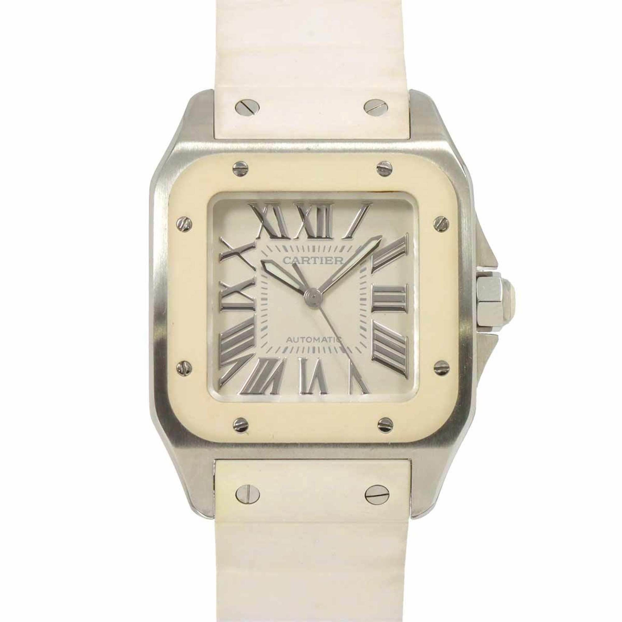 Cartier Santos 100 MM W20129U2 Boys' Watch White Automatic