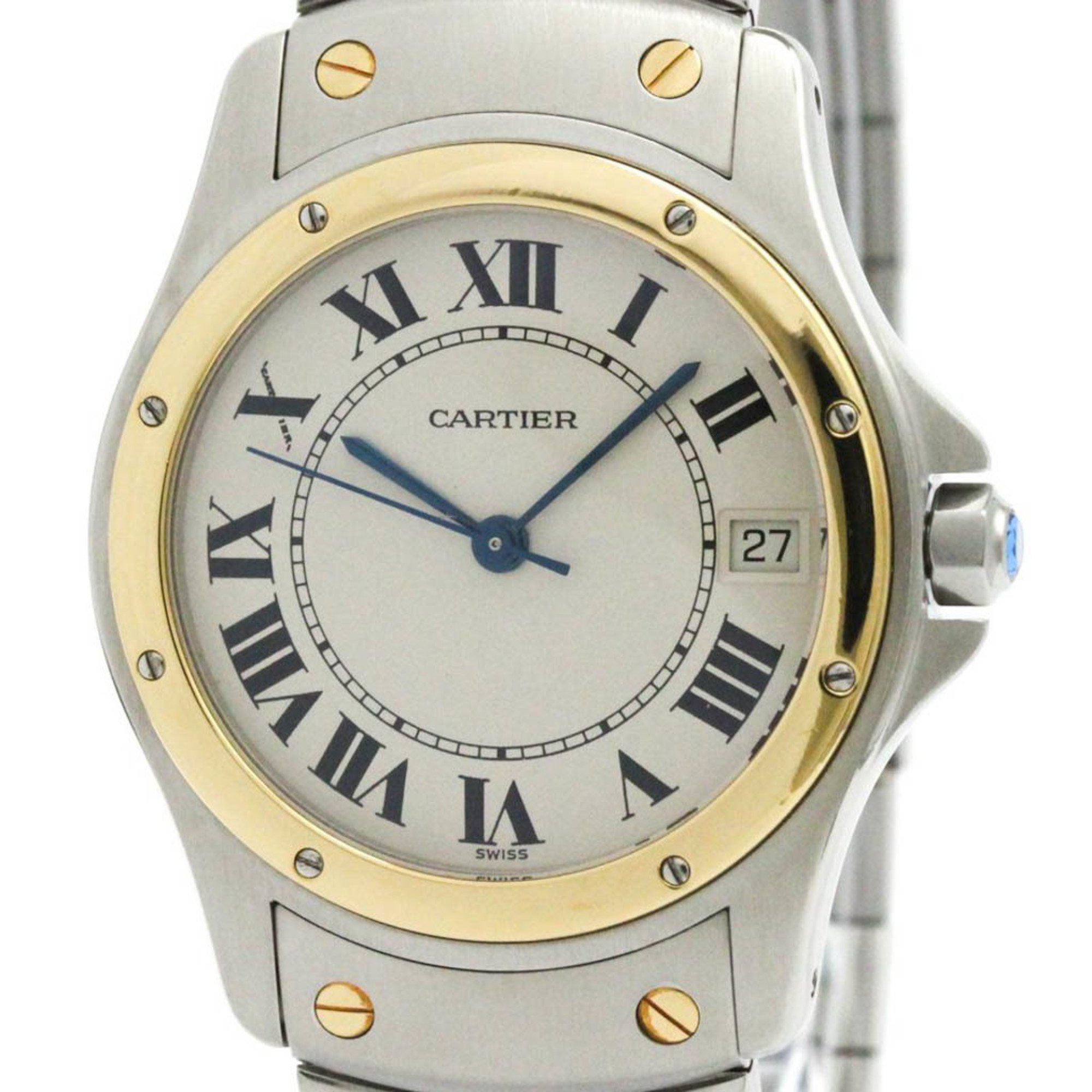 CARTIER Santos Cougar 18K Gold Steel Automatic Mens Watch W20036R3 Polished
