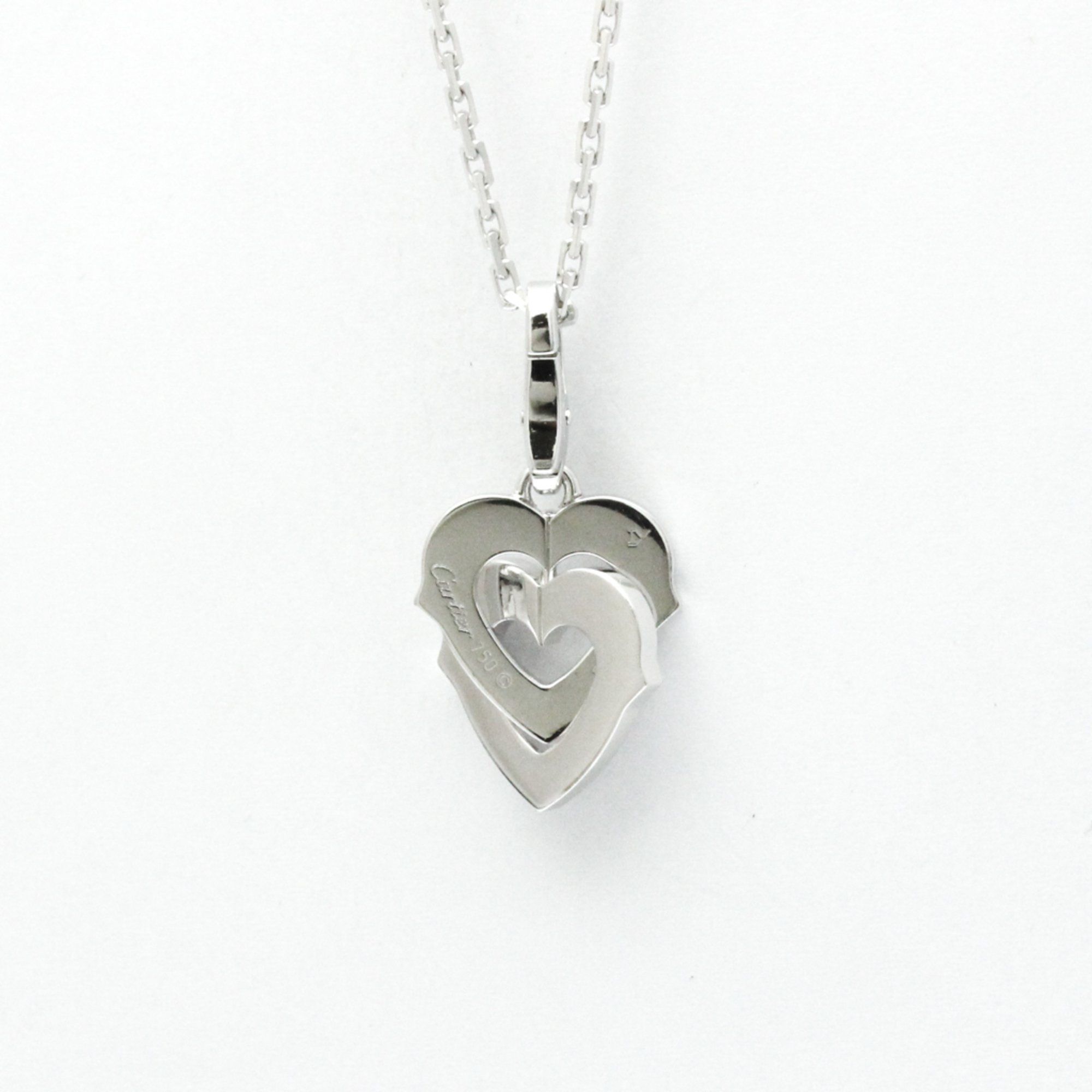 Cartier Double Heart Diamond Necklace White Gold (18K) Diamond Men,Women Fashion Pendant Necklace (S