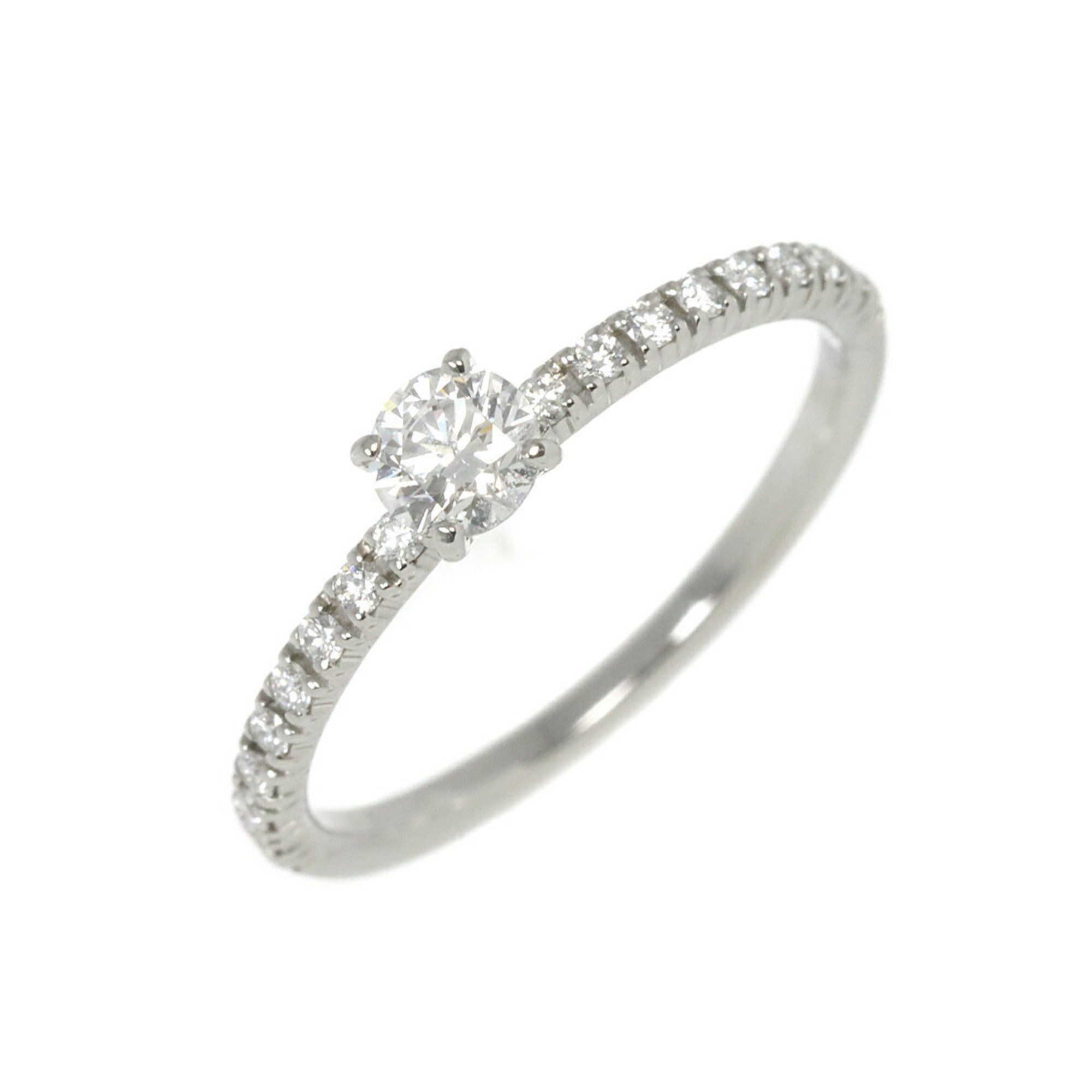 Cartier Ethancel Half Diamond 0.18ct E VVS1 EX #45 Ring Pt Platinum