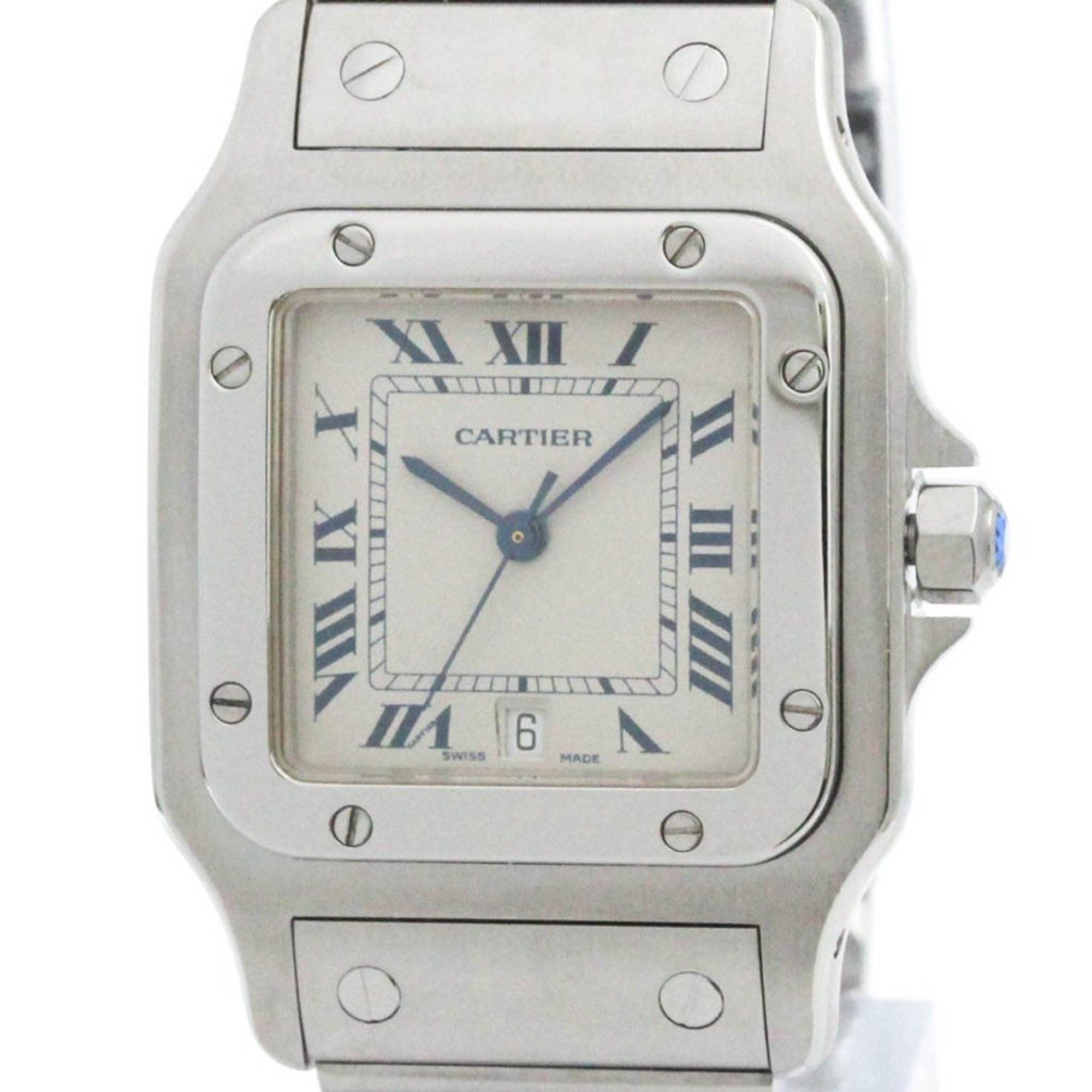 CARTIER Santos Galbee Stainless Steel Quartz Mens Watch W20018D6 Polished