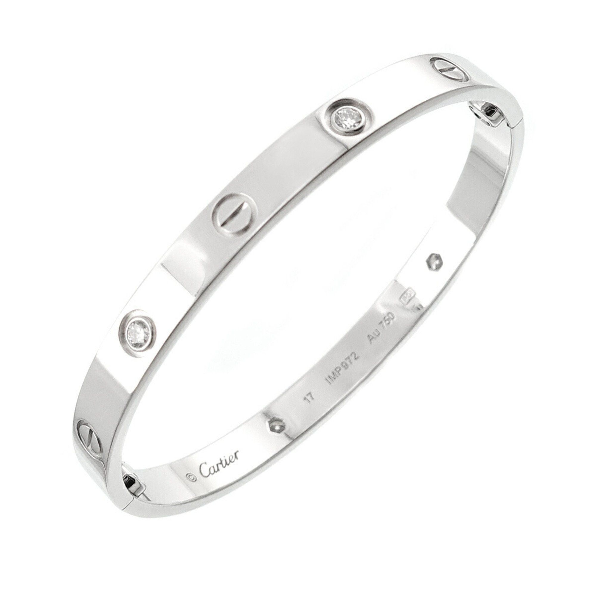 Cartier Love Bracelet Half Diamond 4P #17 K18 WG White Gold 750 Bangle