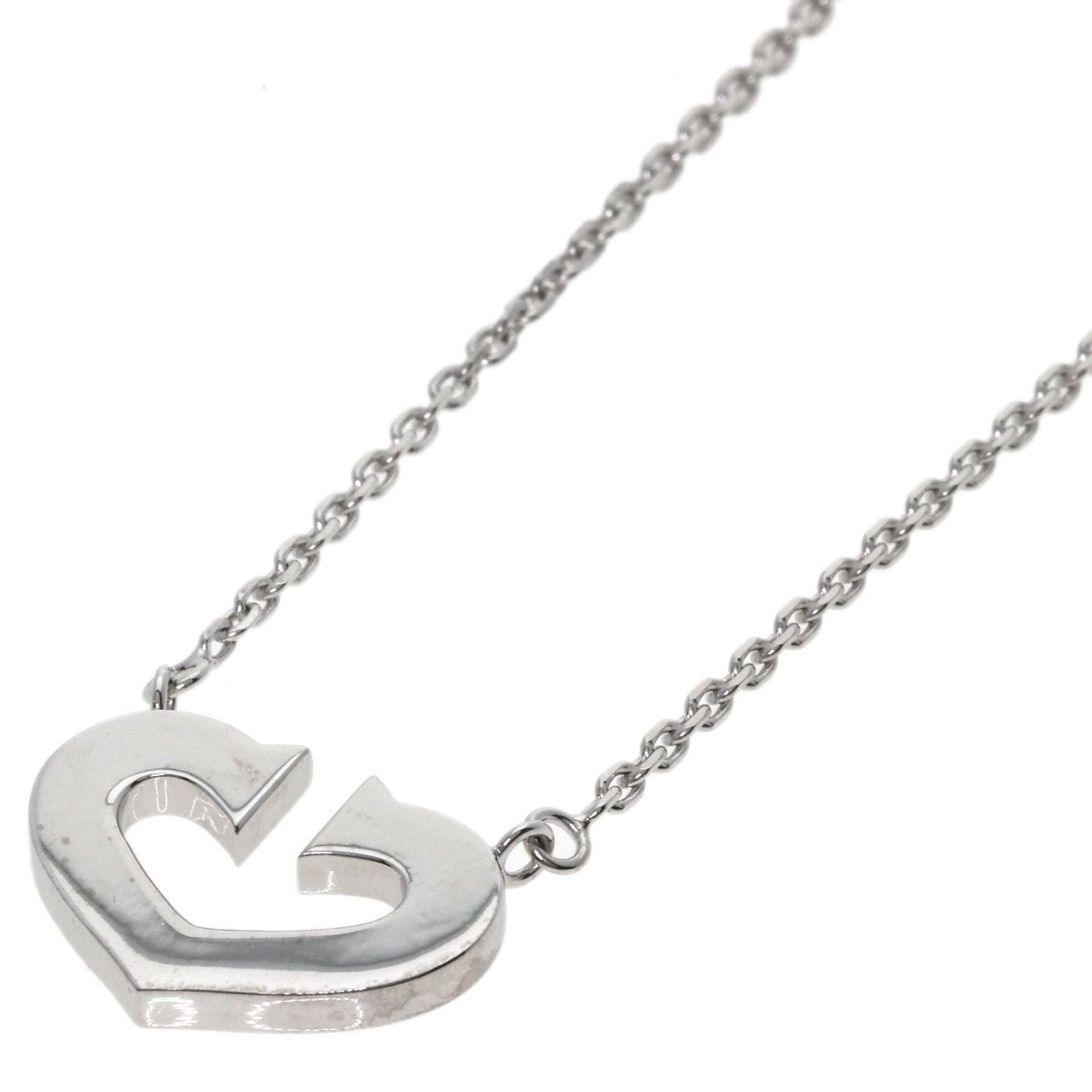 Cartier C Heart Necklace 18K White Gold Women's CARTIER