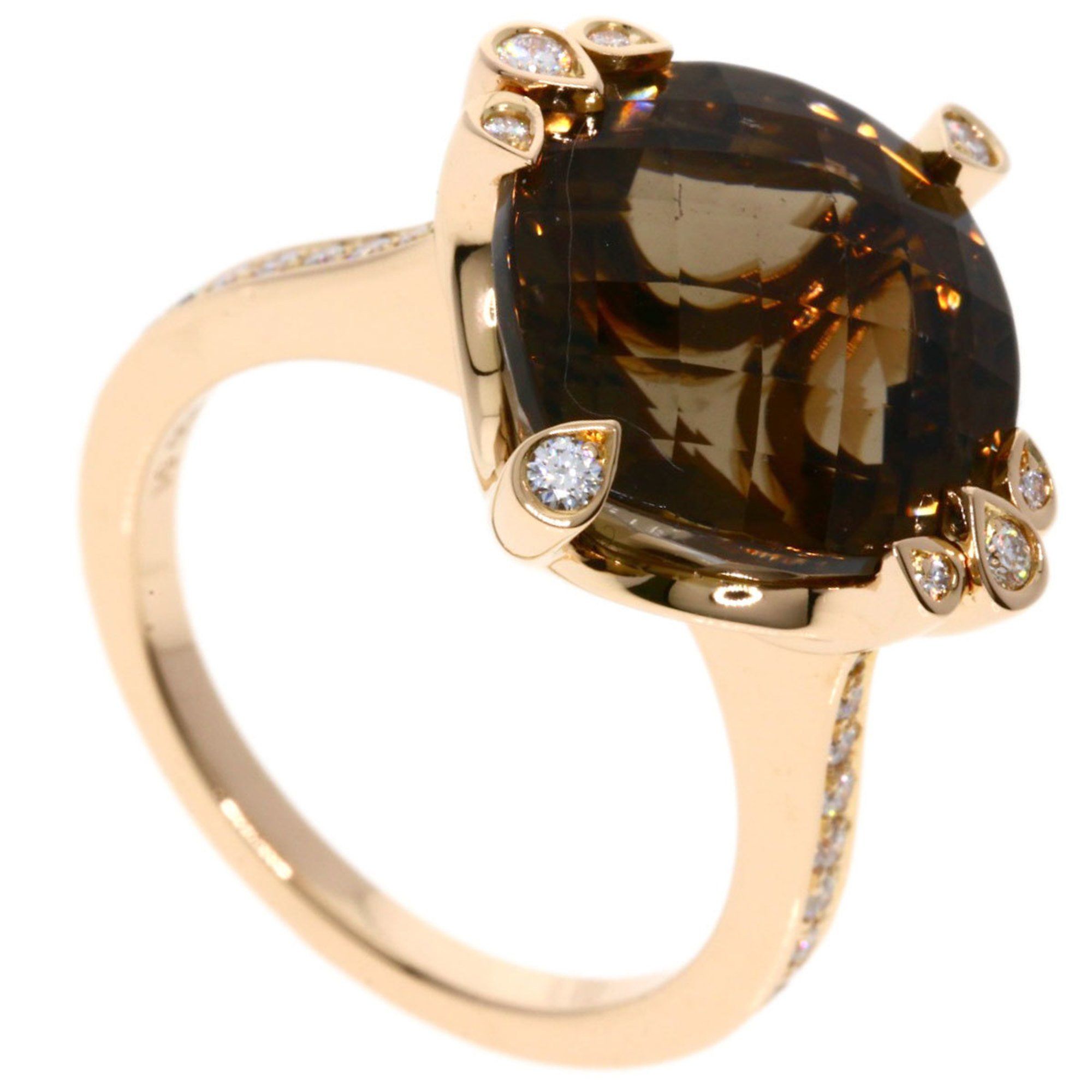 Cartier Indomistelle Smoky Quartz Diamond #51 Ring, K18 Pink Gold, Women's