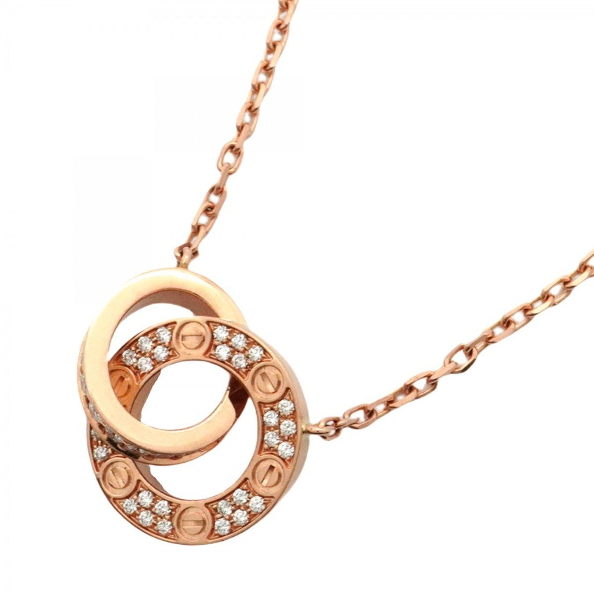 Cartier Necklace Love Circle 18KPG Pink Gold Diamond Ladies