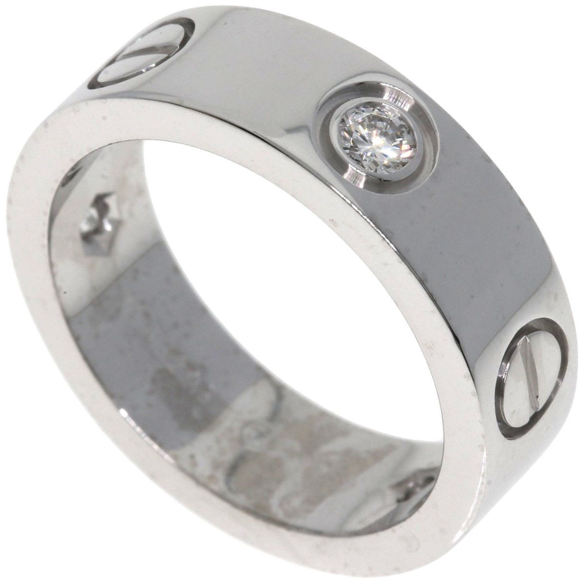 Cartier Love Ring 3P Diamond #49 K18 White Gold Women's CARTIER