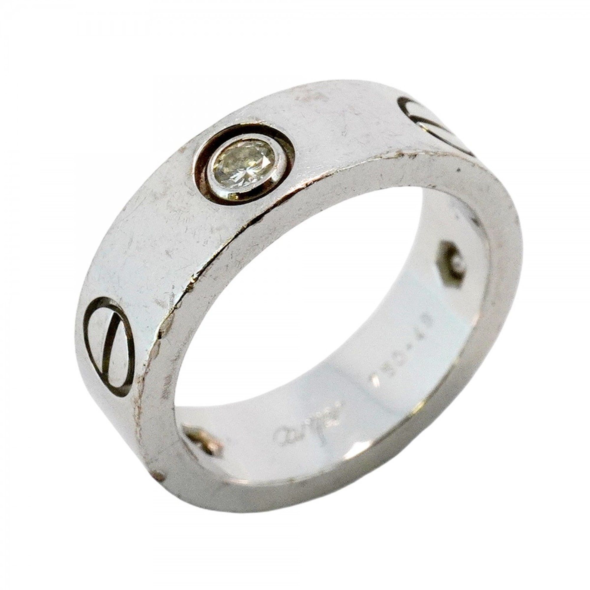 Cartier Ring Love 3PD 18KWG White Gold Diamond #48 Ladies