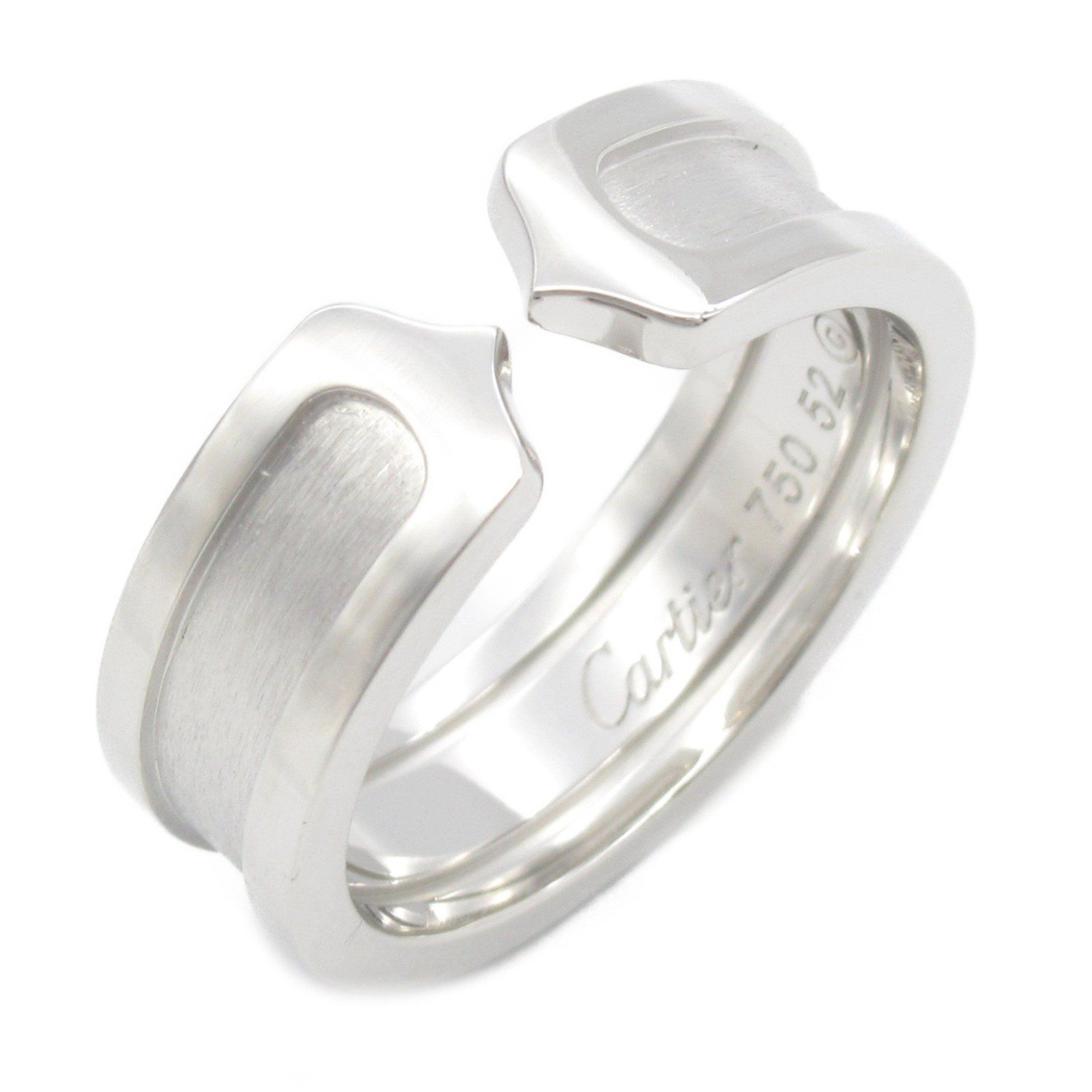 Cartier C2 Ring, 18K White Gold, Women's, Silver