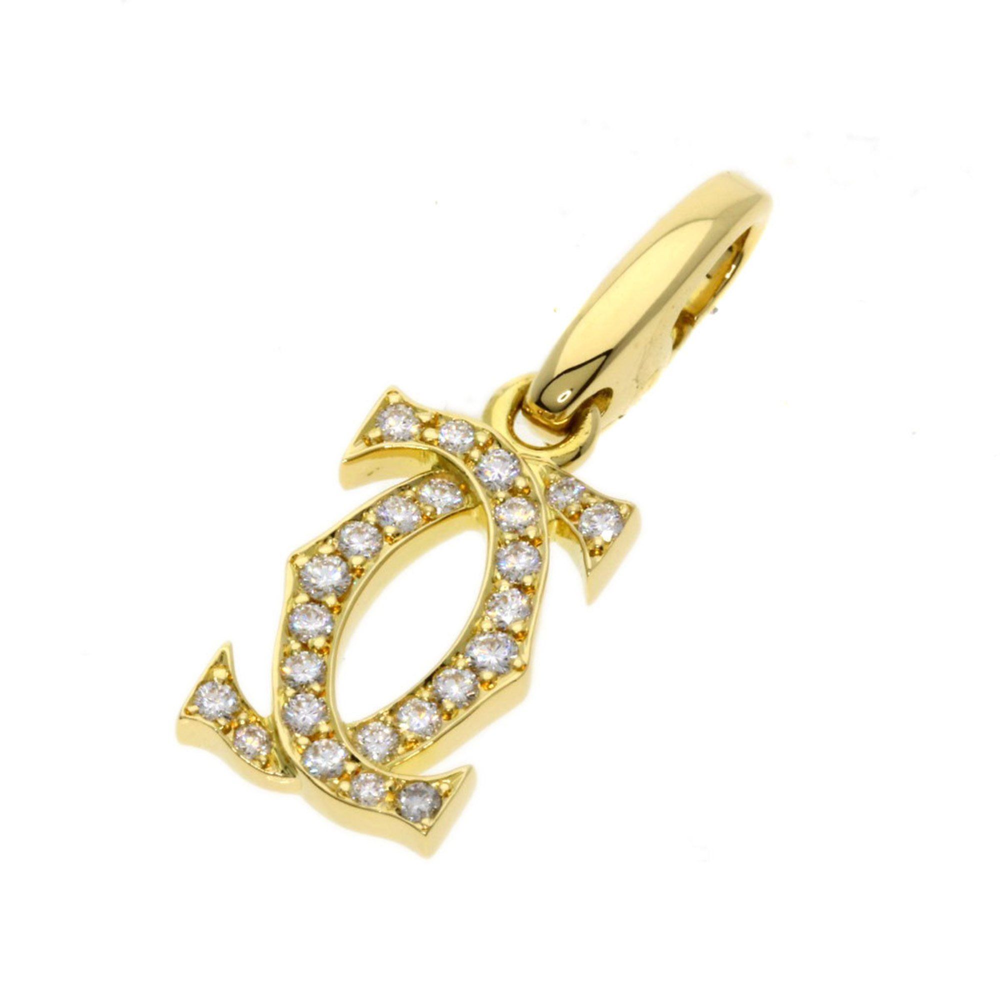 Cartier Charm 2C Diamond Pendant Top K18 Yellow Gold Women's CARTIER