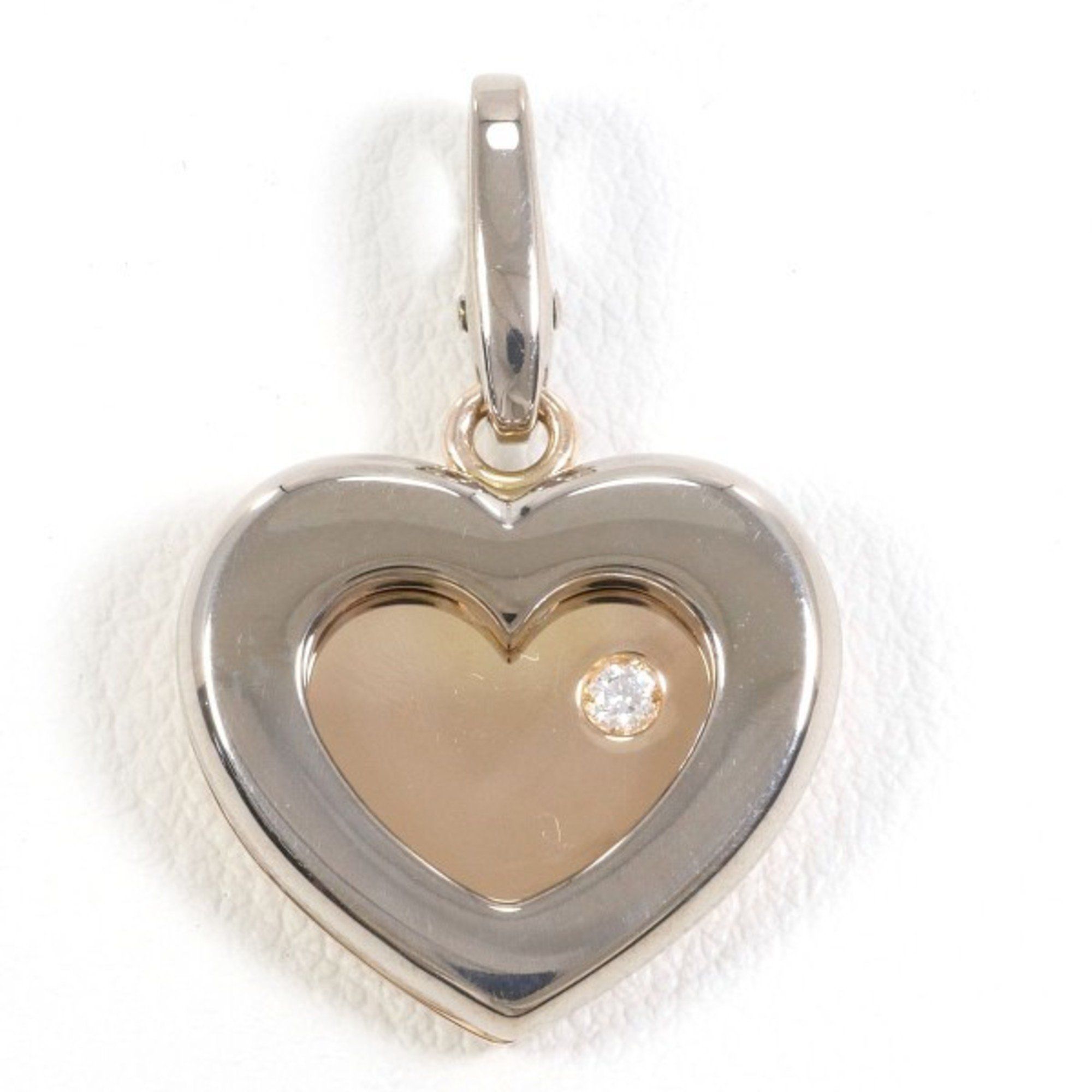 Cartier Double Heart K18WGPG Charm Diamond Total weight approx. 11.7g