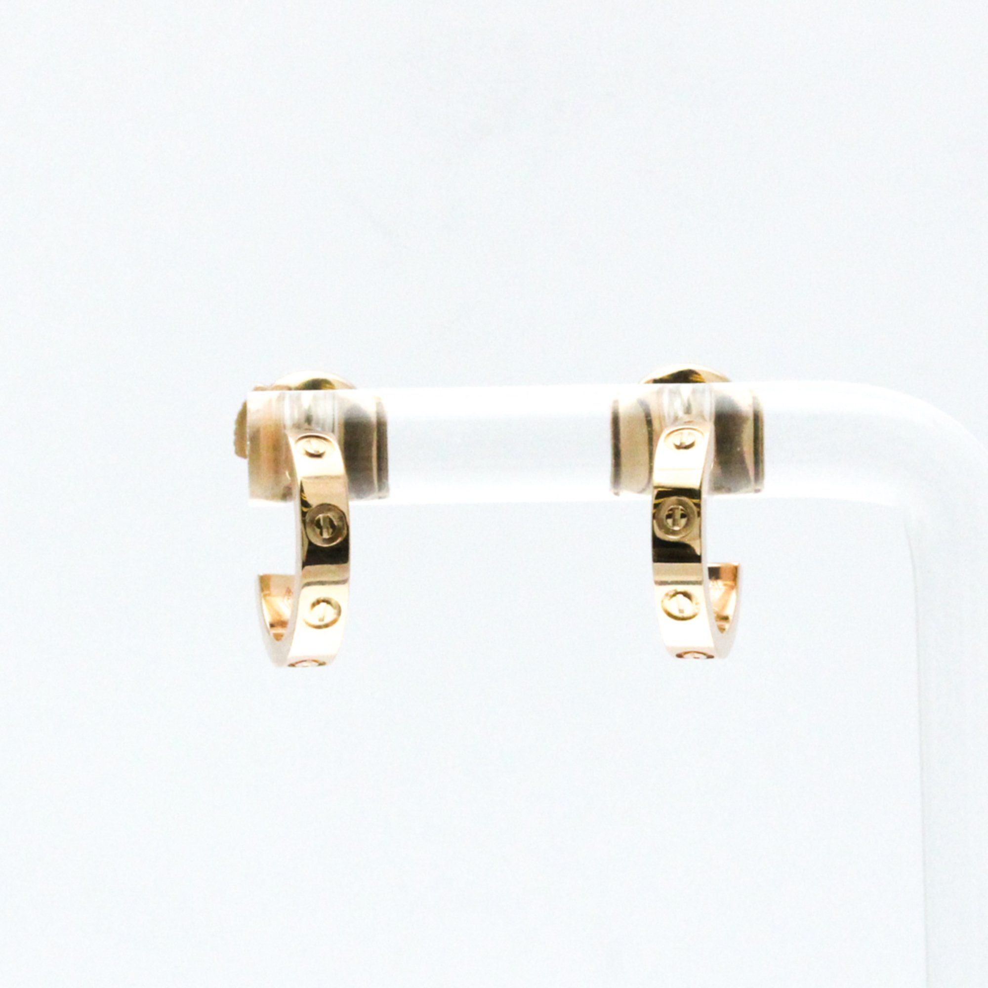 Cartier Mini Love Earrings No Stone Pink Gold (18K) Half Hoop Earrings Pink Gold