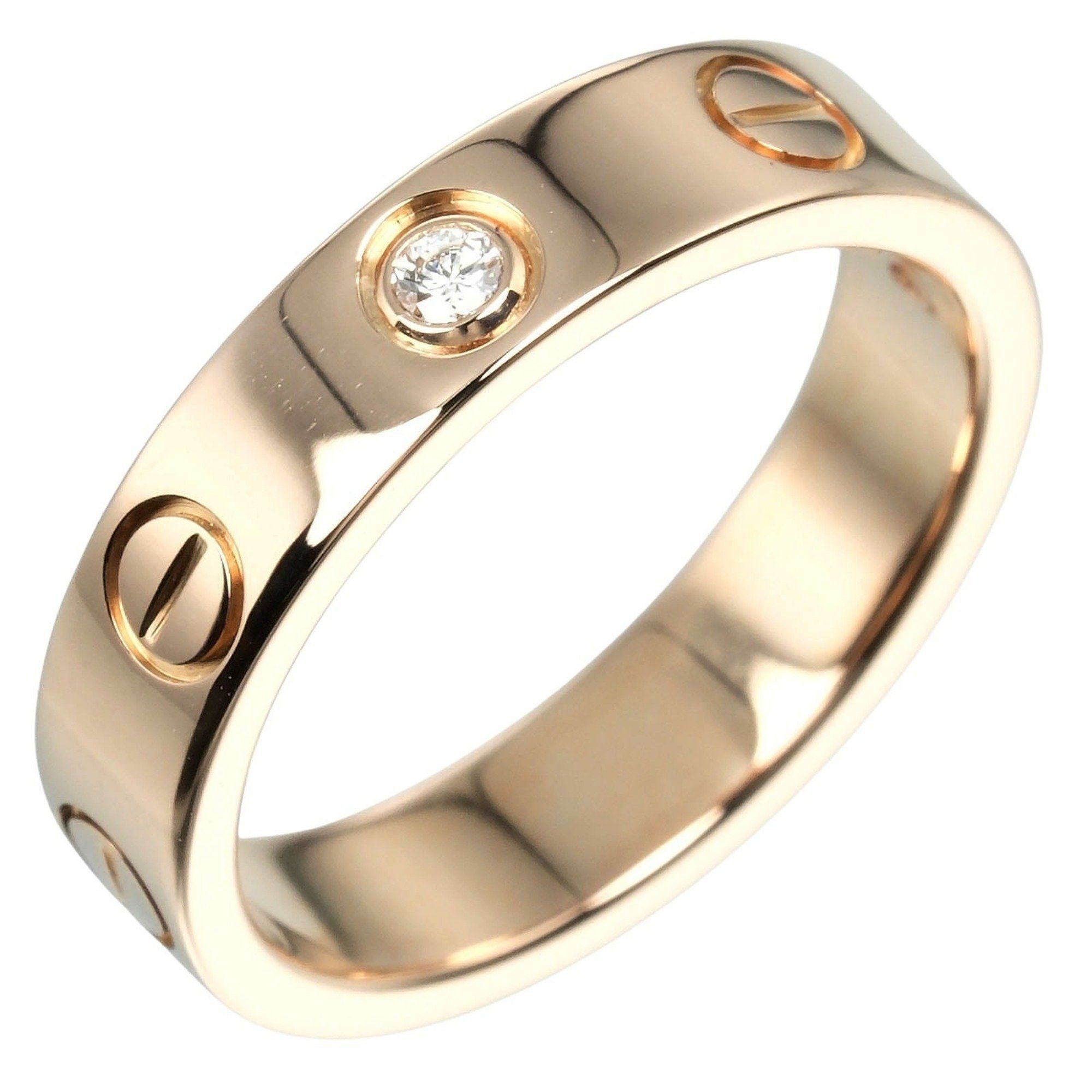 Cartier Mini Love Wedding Ring, size 6, K18PG, pink gold, diamond, approx. 3.9g