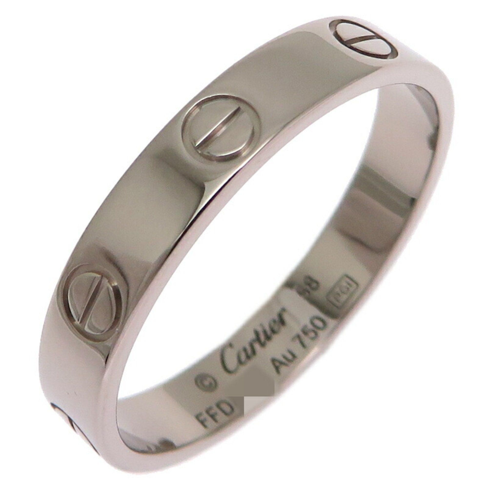 Cartier #58 Mini Love Men's Ring, 750 White Gold, Size 17.5