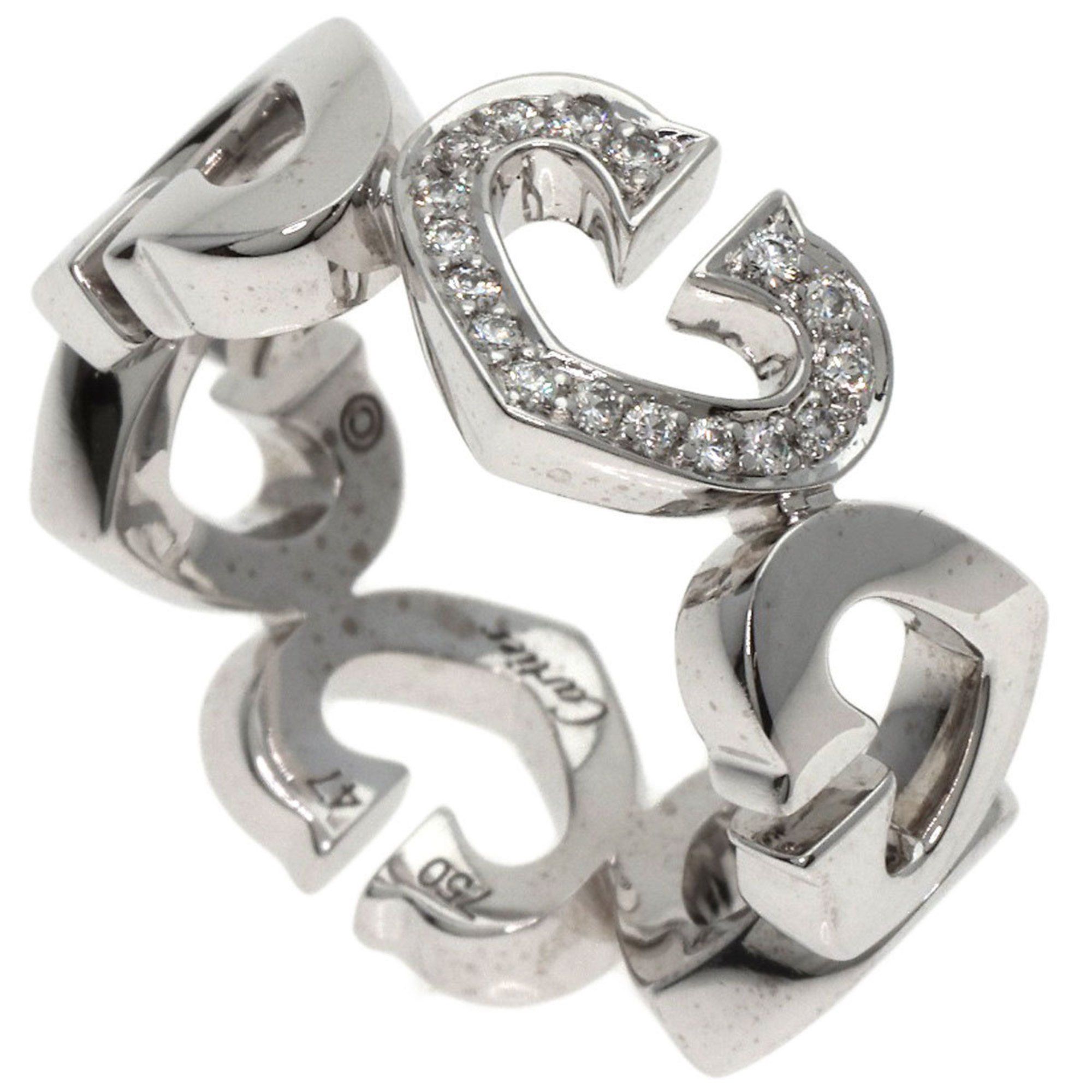 Cartier C Heart Diamond #47 Ring 18K White Gold Women's CARTIER