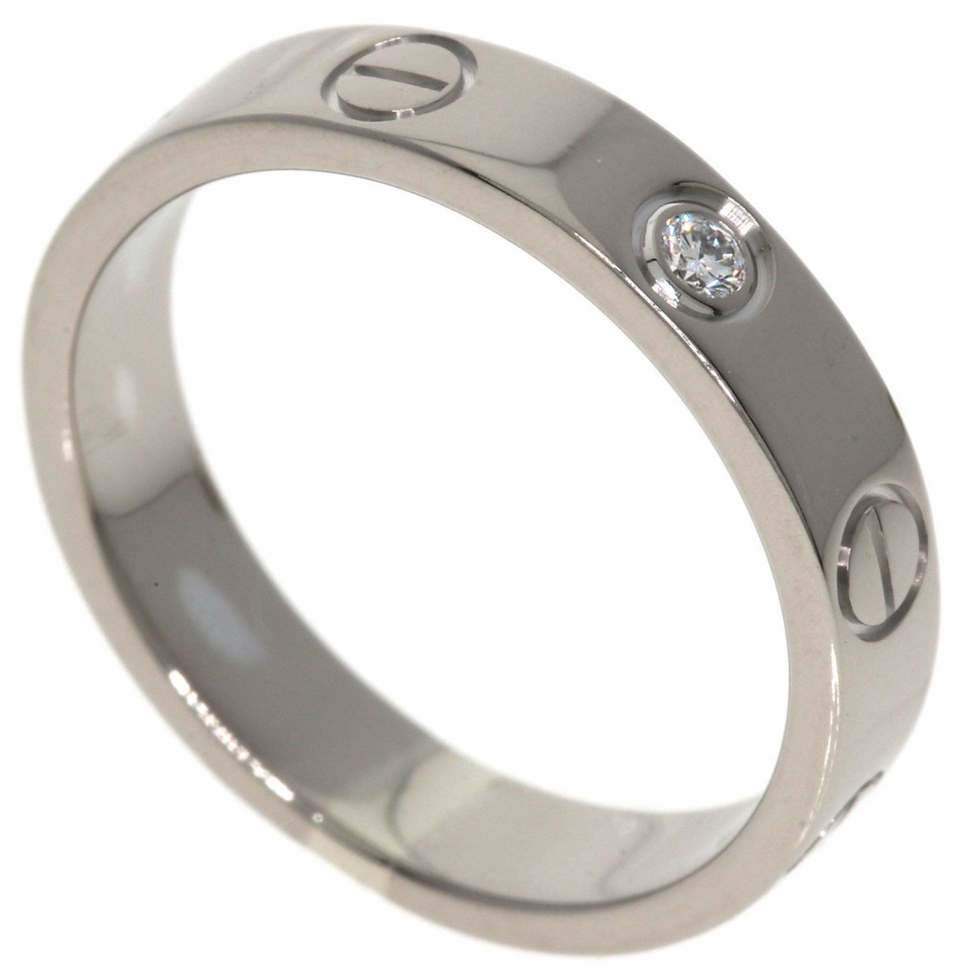 Cartier Mini Love Ring 1P Diamond K18 White Gold Women's