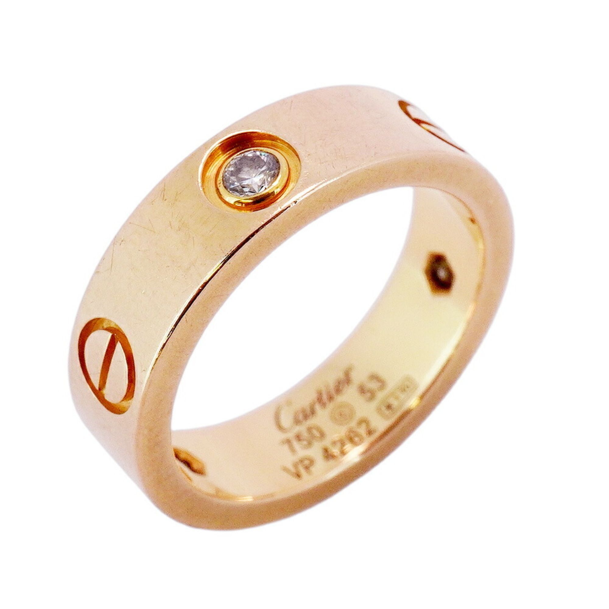 Cartier Ring Love 3PD 18KPG Pink Gold Diamond #53 Ladies
