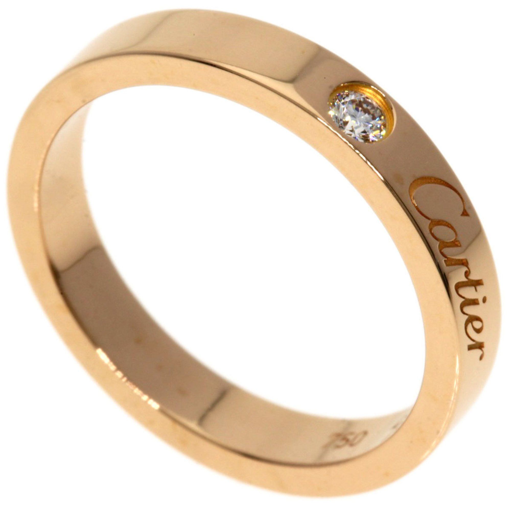 Cartier Engraved 1P Diamond #49 Ring 18K Pink Gold Women's CARTIER