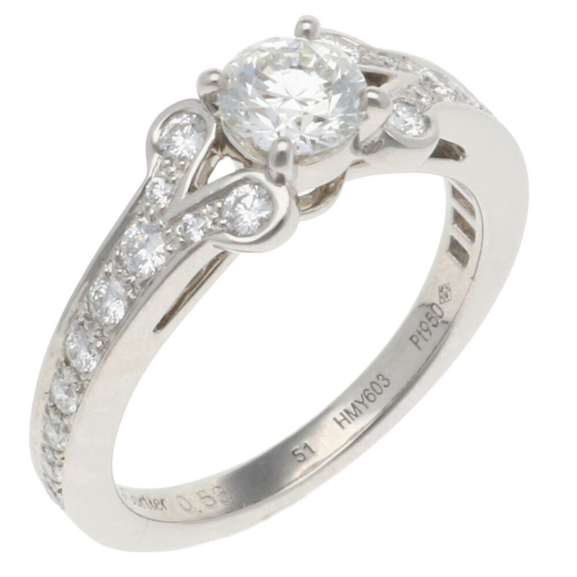 Cartier Platinum 950 Diamond Band Ring Carat/0.53 Silver