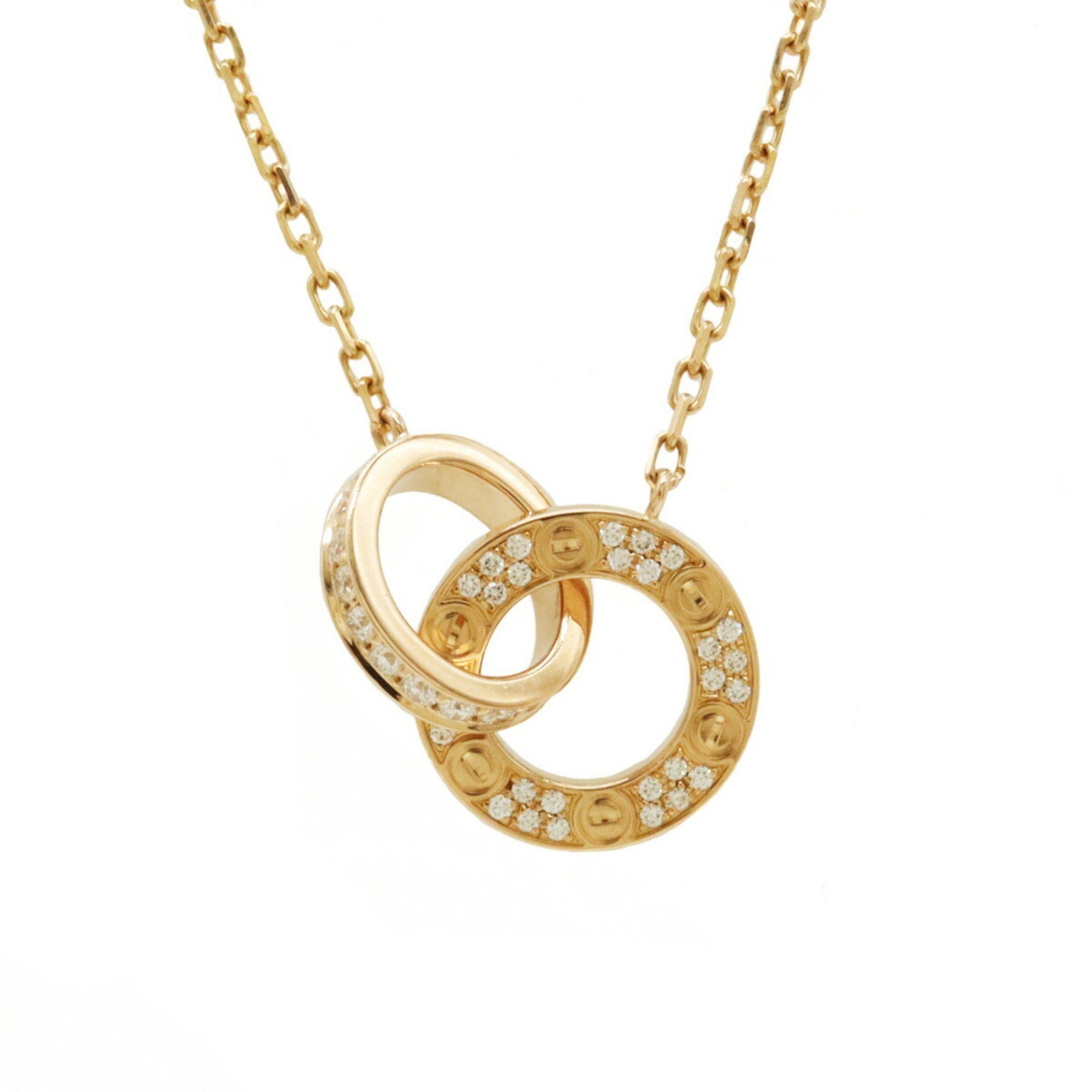 Cartier Love Circle Necklace LOVE L?VE Pendant K18PG 750PG Pink Gold Diamond