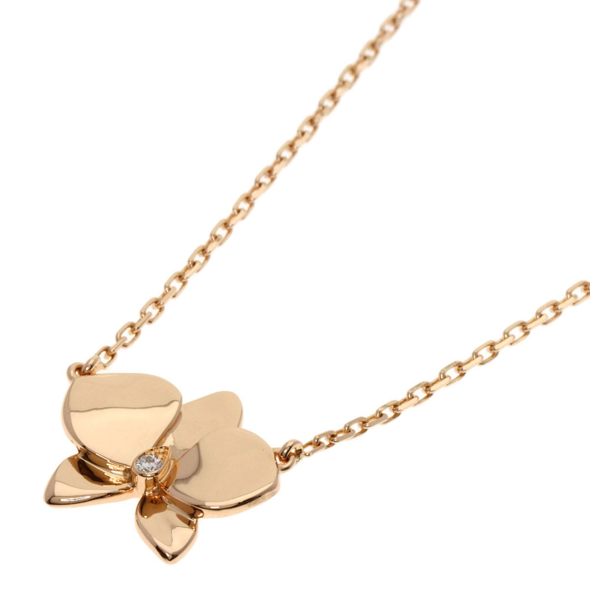 Cartier Caress d'Orchidee Pal Medium 1P Diamond Necklace K18 Pink Gold Women's CARTIER
