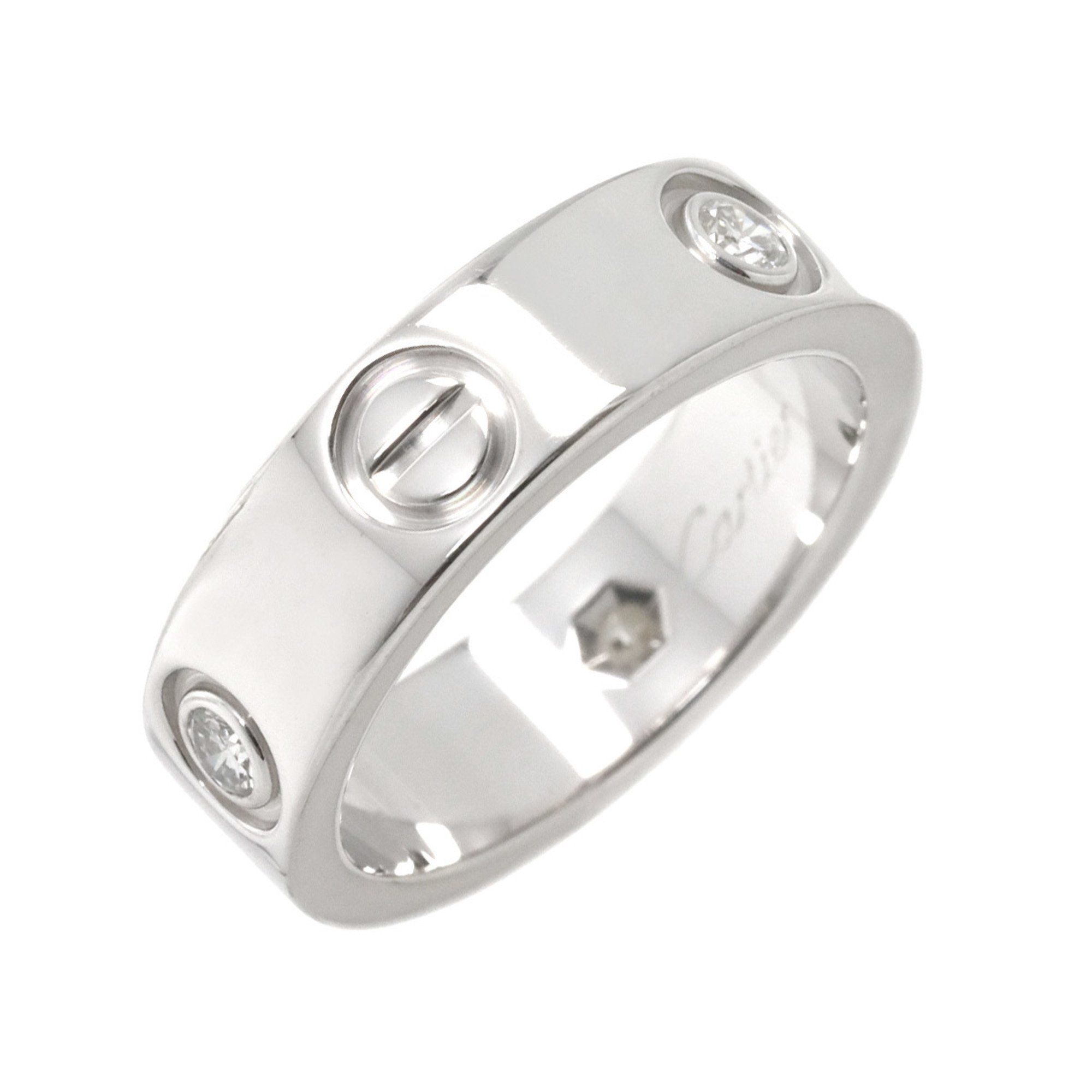 Cartier Love #50 Ring Half Diamond K18 WG White Gold 750