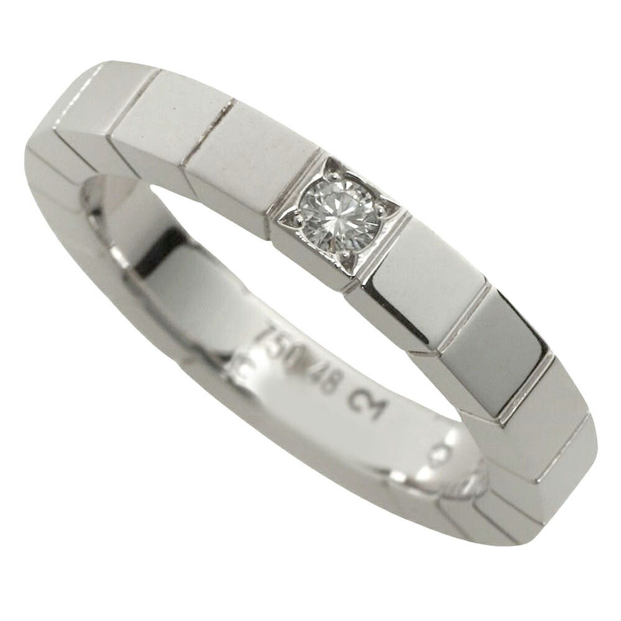 Cartier Lanier Ring, K18WG, White Gold, Diamond, 1P #48, Approx. Size 8