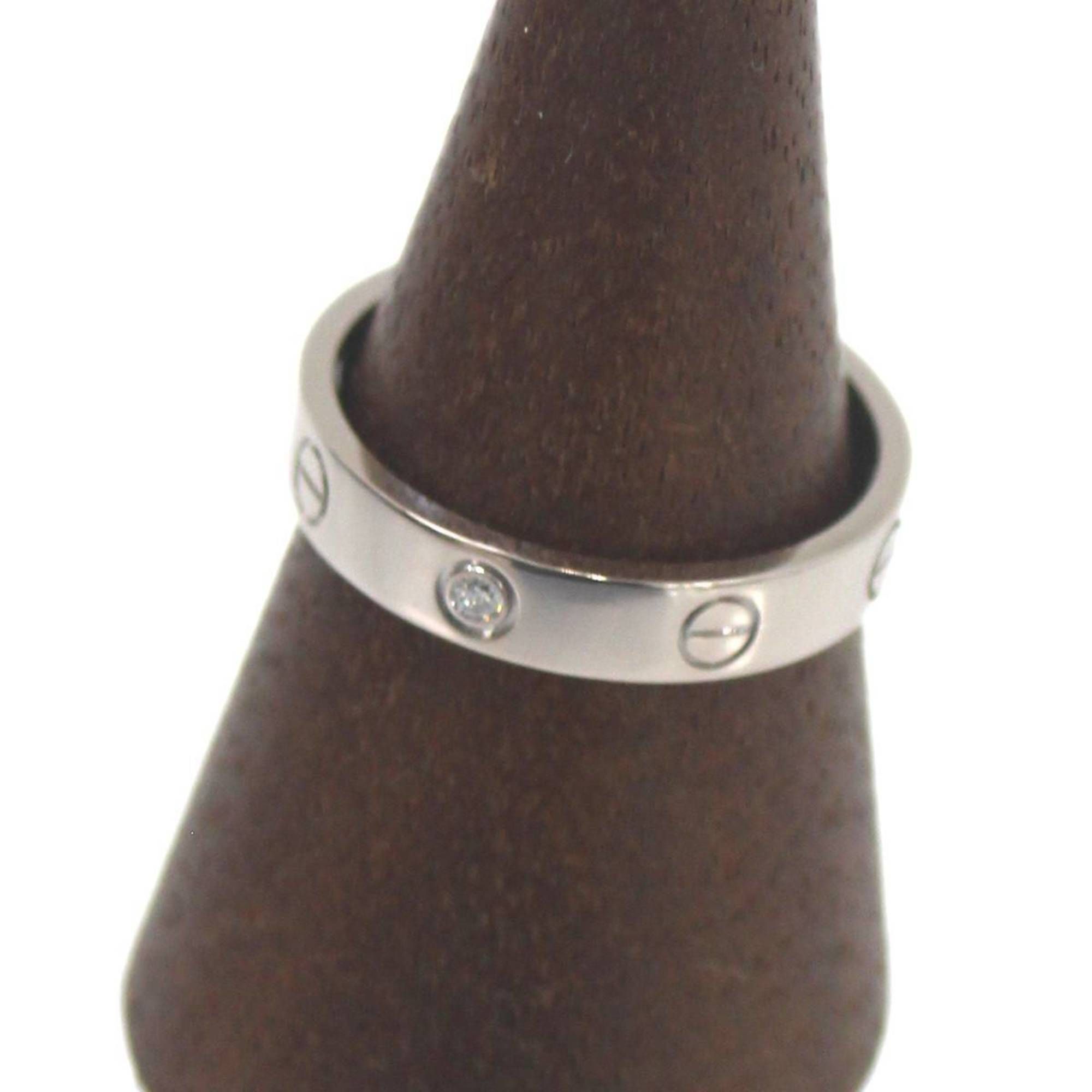 Cartier K18 White Gold Diamond Mini Love Ring, Size 16.5, 57, 5.2g