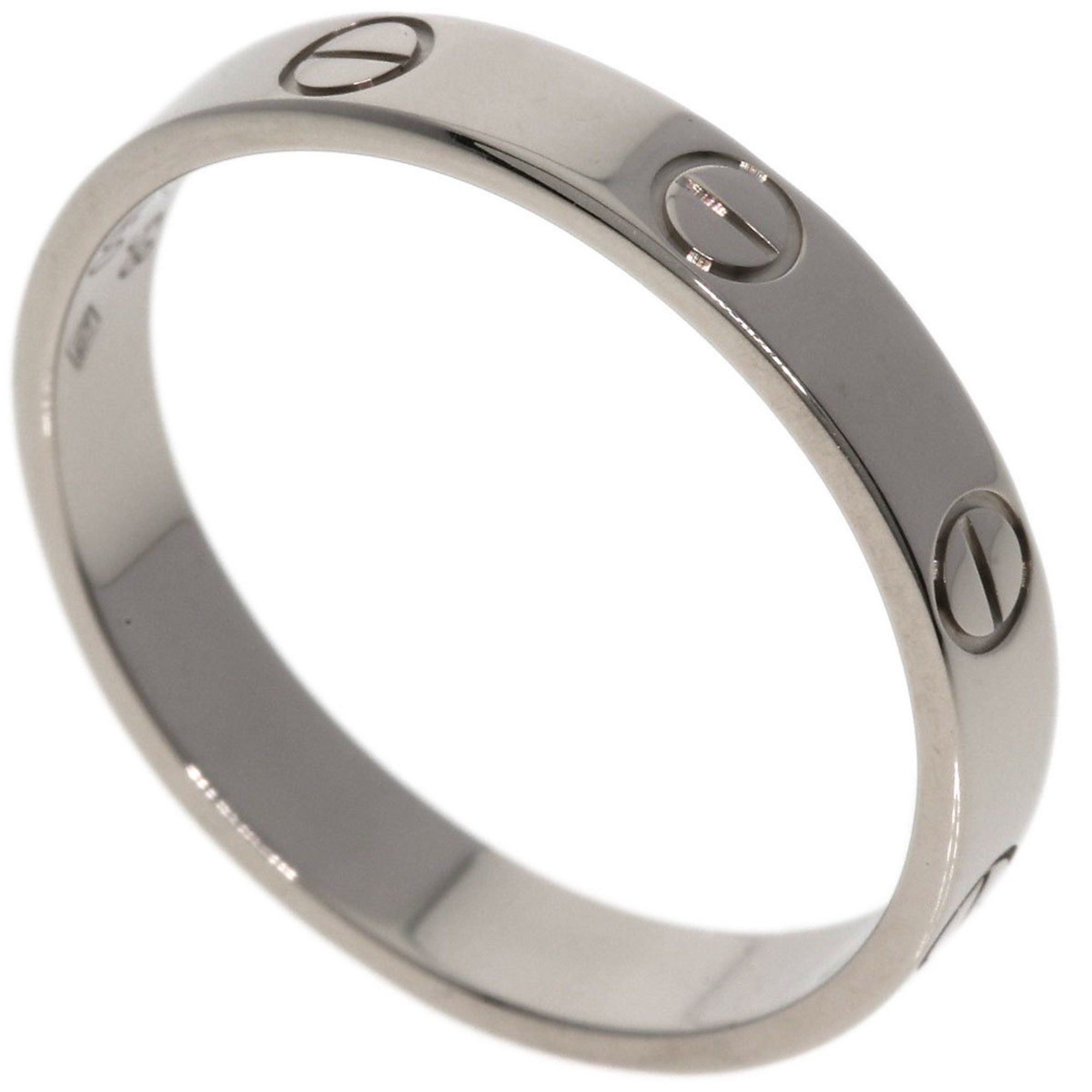 Cartier Mini Love Ring #58 Ring, K18 White Gold, Women's