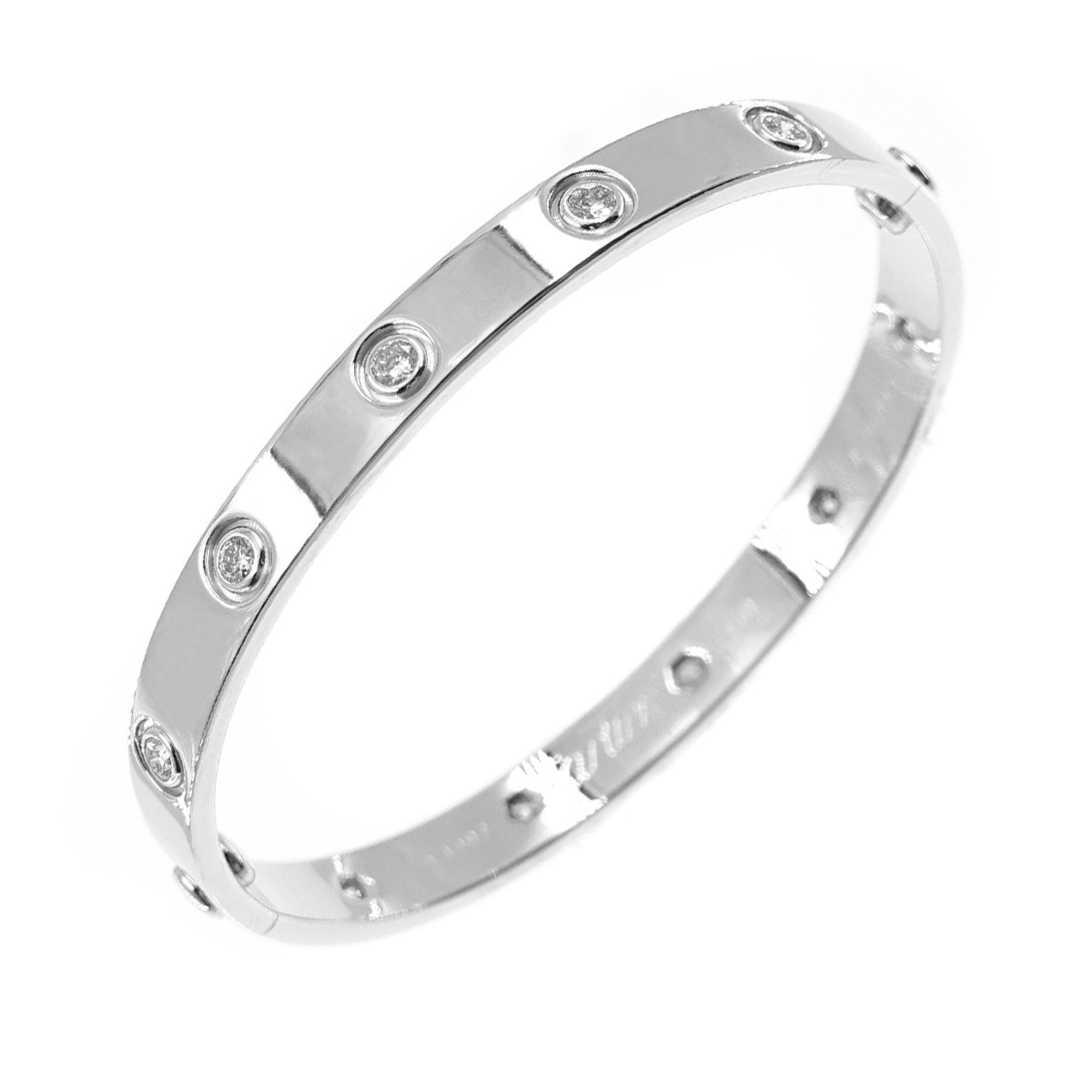 Cartier Love Bracelet Full Diamond 10P #16 K18 WG White Gold 750 Bangle