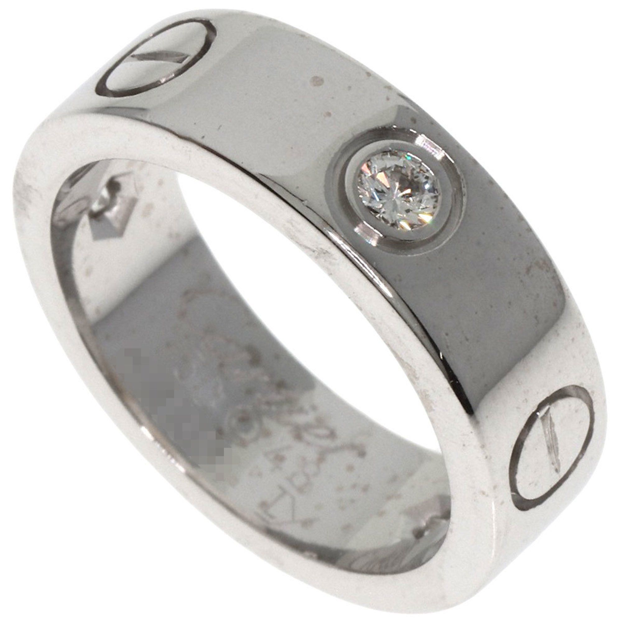 Cartier Love Ring 3P Diamond #48 K18 White Gold Women's