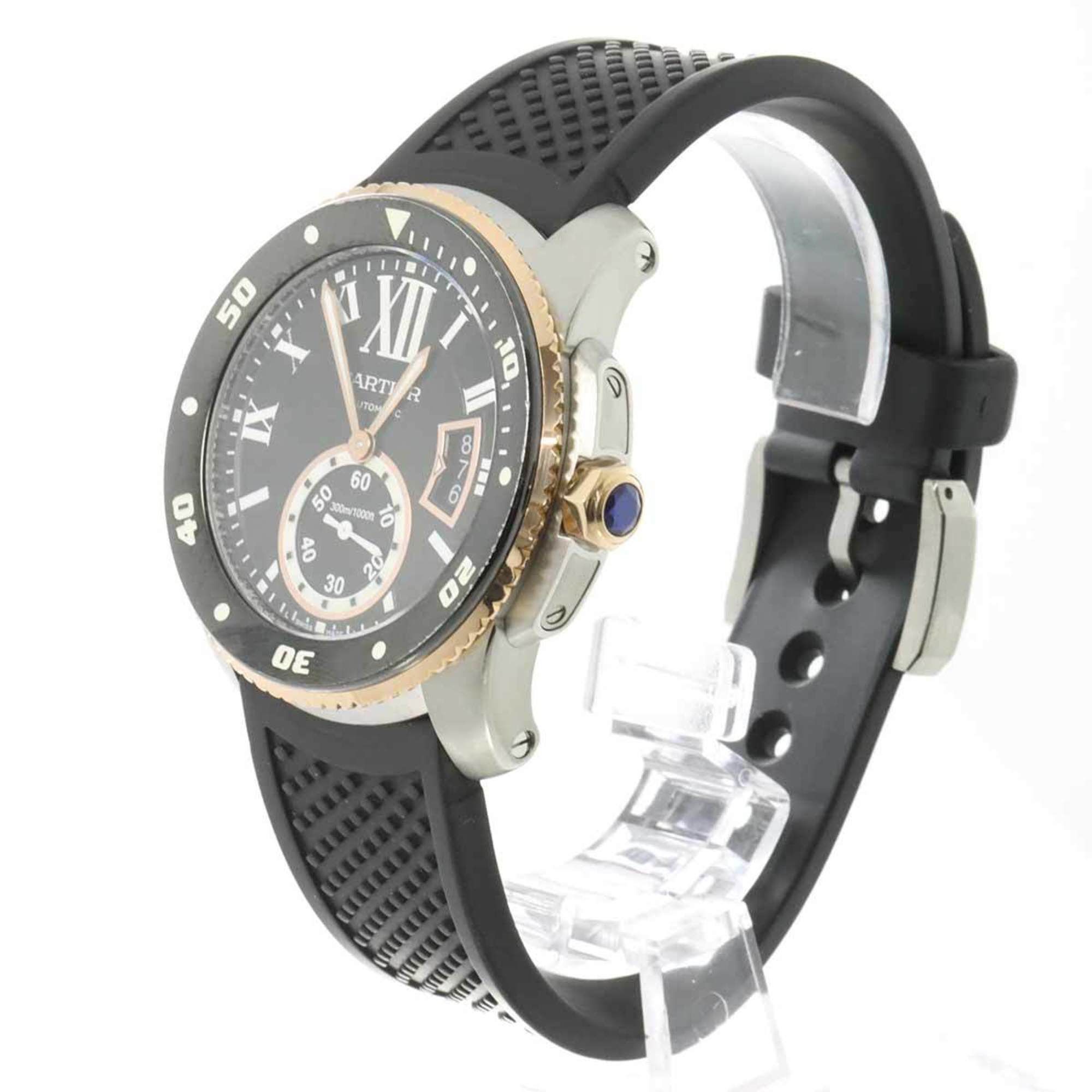 Cartier Calibre de Diver Combi W7100055 Men's Watch K18PG Pink Gold Automatic Self-Winding
