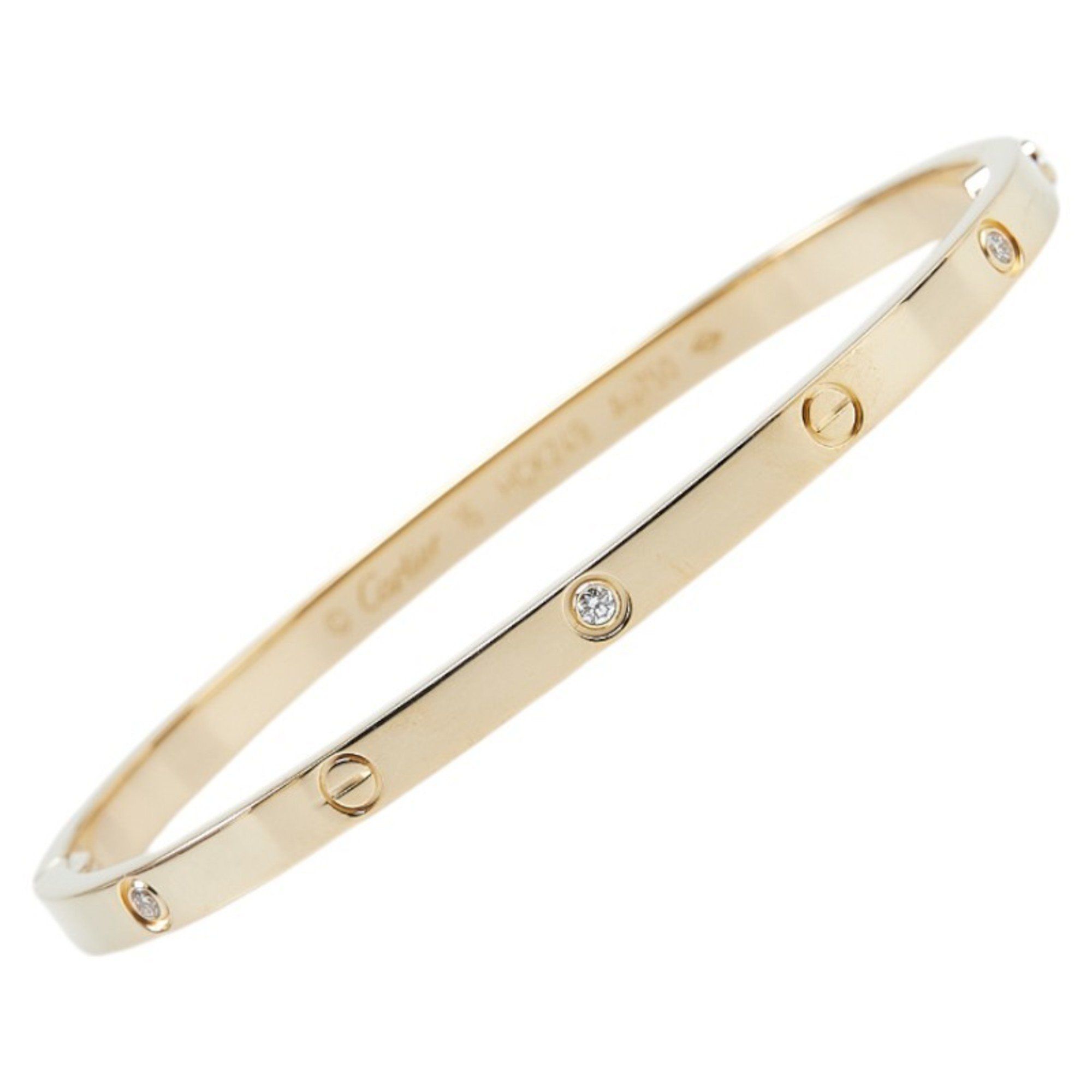 Cartier Love Bracelet Small Model 6P Half Diamond Bangle K18YG Yellow Gold Women's CARTIER