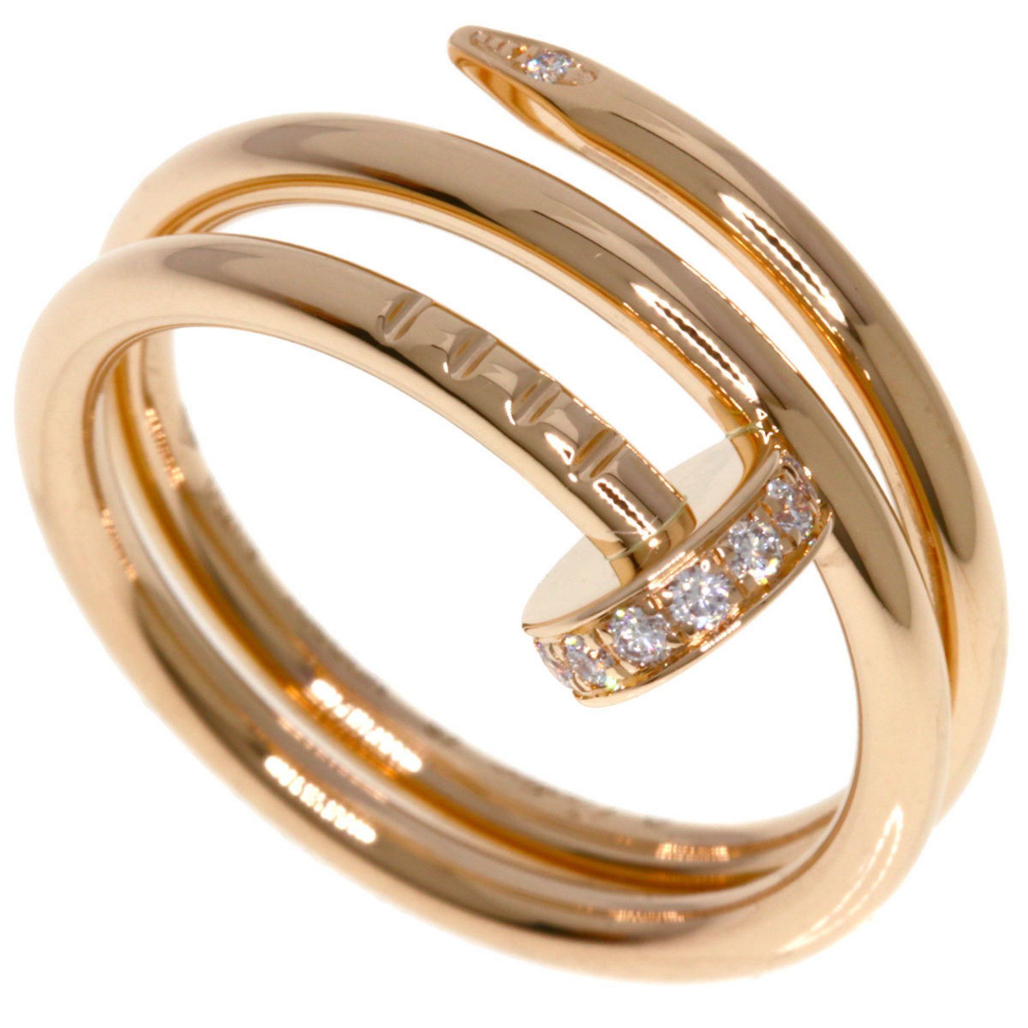 Cartier Juste Uncre Double Diamond #48 Ring, 18K Pink Gold, Women's, CARTIER