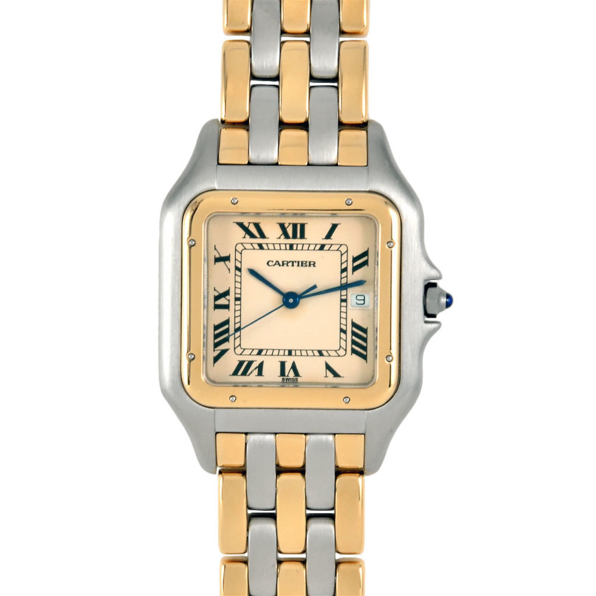 Cartier W25027B8 Panthere LM Classic & Figaro Watch Ivory Dial 3 Row Unisex