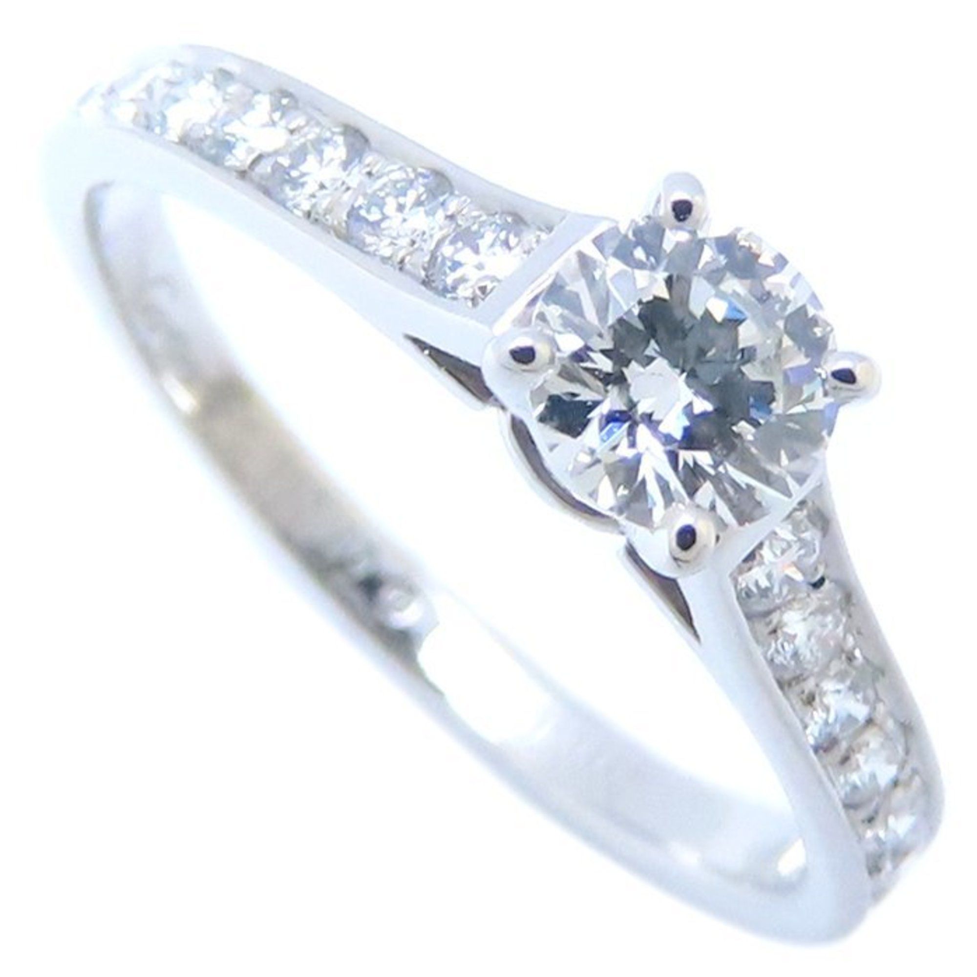CARTIER Solitaire Half Eternity Ring, Single Diamond 0.31ct H.VVS1.Excellent #49, Pt950 Platinum 293