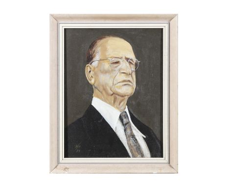 GERALD FITZGERALD (IRISH 20TH CENTURY)"Dev at 90" - A portrait of Eamon DeVelaraOil On Canvas, 46 x 35cmMonogrammed and dated