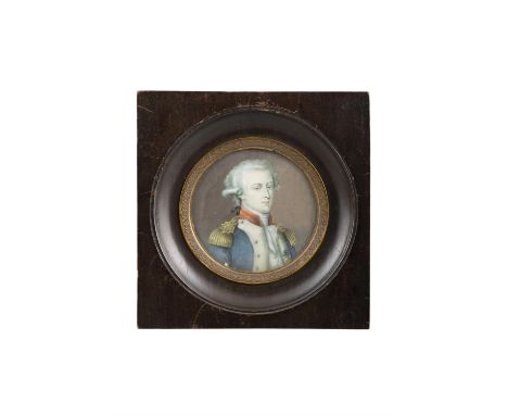 CONTINENTAL SCHOOL Miniature Portrait of General La Fayette Circular, 7.6cm diameter 