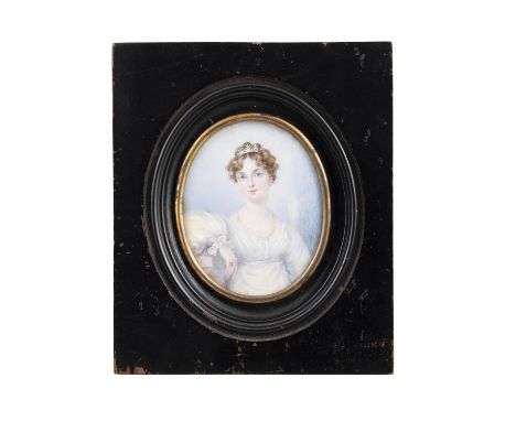ENGLISH SCHOOL 19TH CENTURYMiniature Portrait of a Lady Wearing a TiaraOval, 8 x 6.7cm 