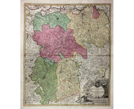LOW COUNTRIES -- "DUCATUS BRABANTIÆ Nova Tabula (…)". Nuremberg, J.B. Homann, n.d. (c. 1720). Engr. map in cont. colouring. 5