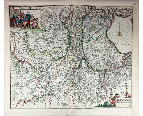 LOW COUNTRIES -- GELDERLAND -- "DUCATUS GELDRIÆ et Comitatus Zutphaniæ, tabula". Amst., F. de Wit, n.d. (c. 1690). Engr. map 