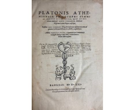 PLATO. Opera, quæ ad nos extant omnia, per Ianum Cornarium latina lingua conscripta. Eiusdem I. Cornarii Eclogae decem, (…). 