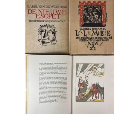 WOESTIJNE, K. v.d. De nieuwe Esopet. 1934. W. ill. &amp; des. by J. Cantré. 4°. Or. ill. brds. One of 110 numb. copies, on Ja