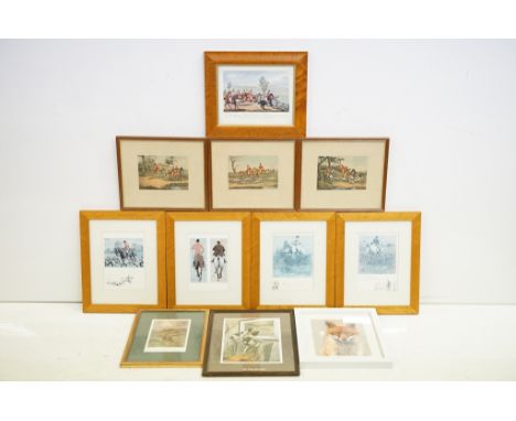 Set of three after Henry Alken, fox hunting, colour prints, each 23 x 27cm, each framed and glazed, a set of four after Snaff