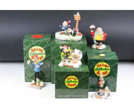 Robert Harrop, Five Boxed Beano Bash Street Kids Christmas Figures including BDCS01 Plug &amp; Wilfred ‘ First Day of Xmas ‘,