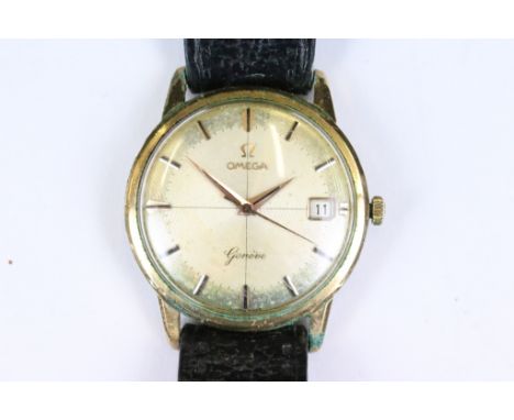 A vintage gents Omega Geneve wristwatch, date function to 3 o'clock, Omega logo to the crown. 