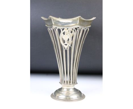 A fully hallmarked sterling silver vase, assay marked for London, maker marked for Harrison Brothers &amp; Howson (George How